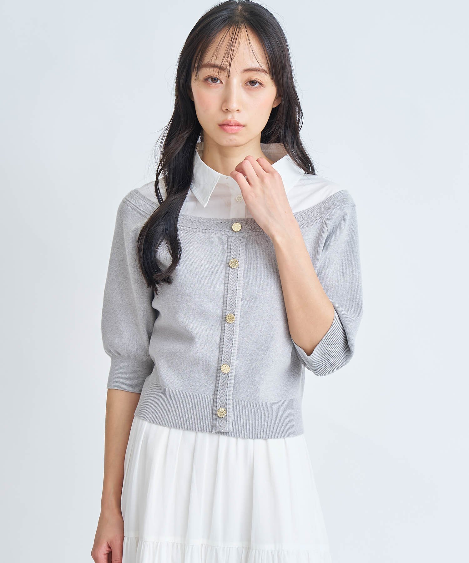 UNITED ARROWS SPONGY パールモチーフ ペプラム ブラウス ユナイテッド