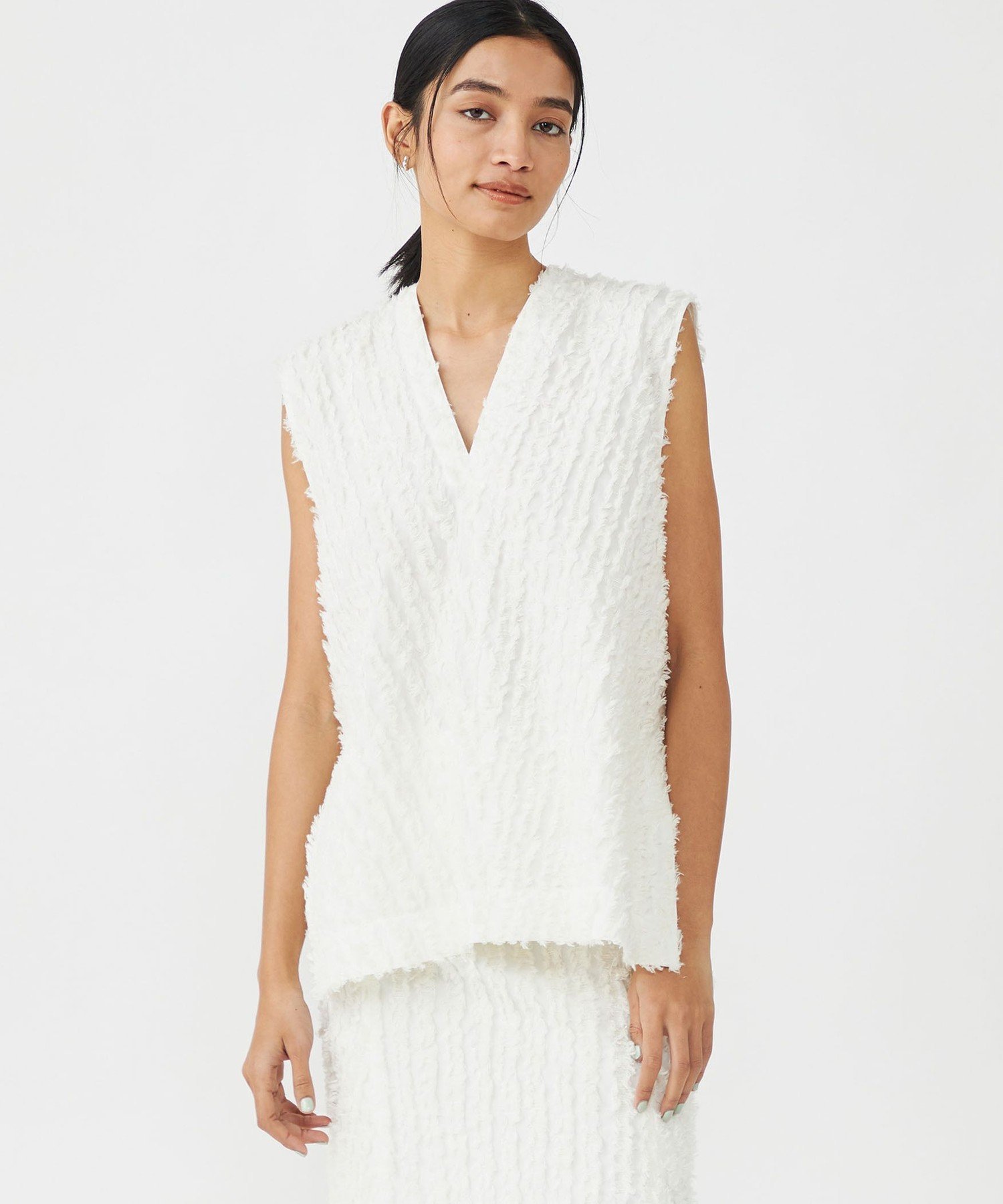 SALE／30%OFF】MACPHEE カットジャカード Vネックプルオーバー 