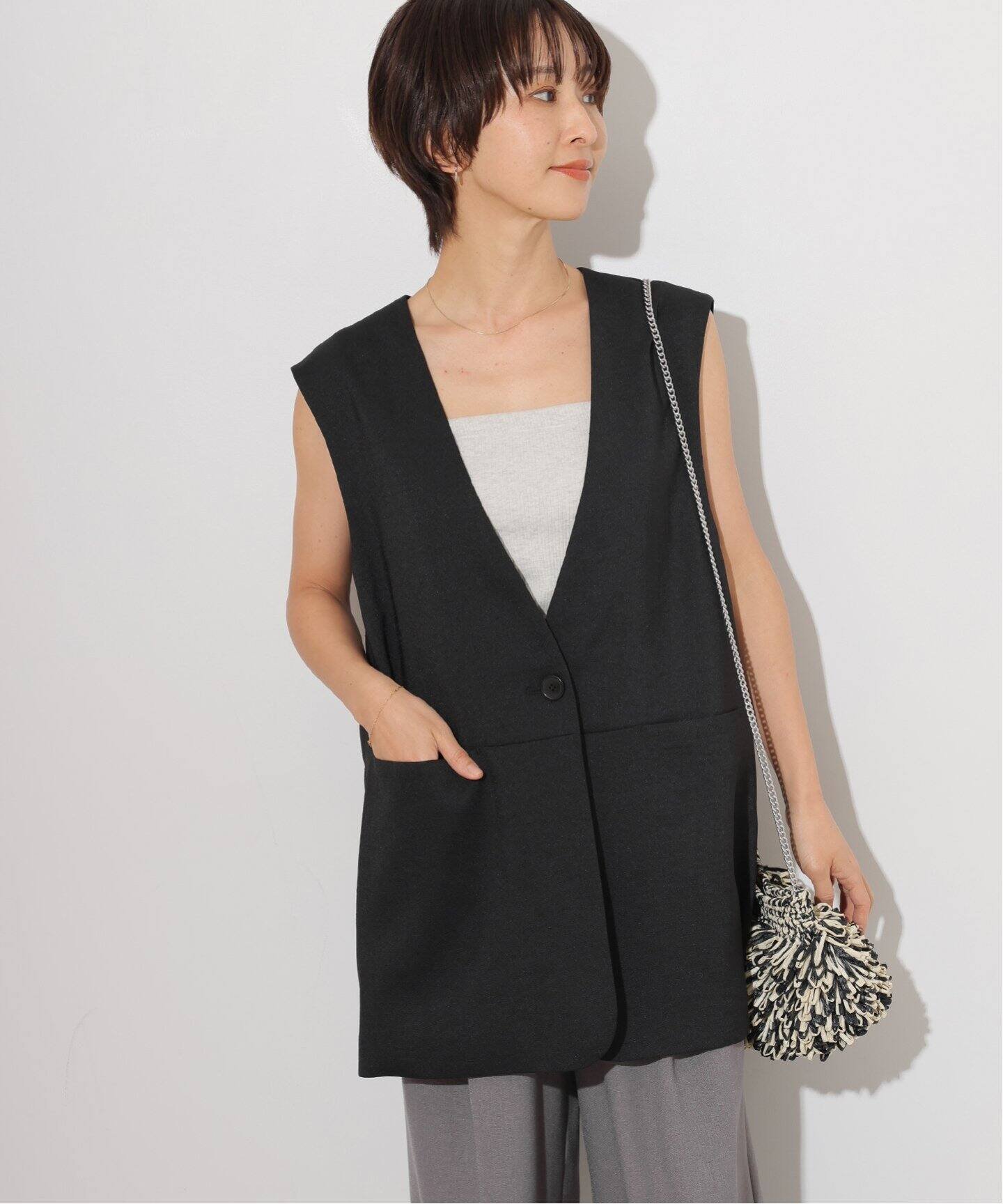 journal standard luxe リネンダンガリー フリルジレ journal standard luxe リネンダンガリー フリルジレ トップス