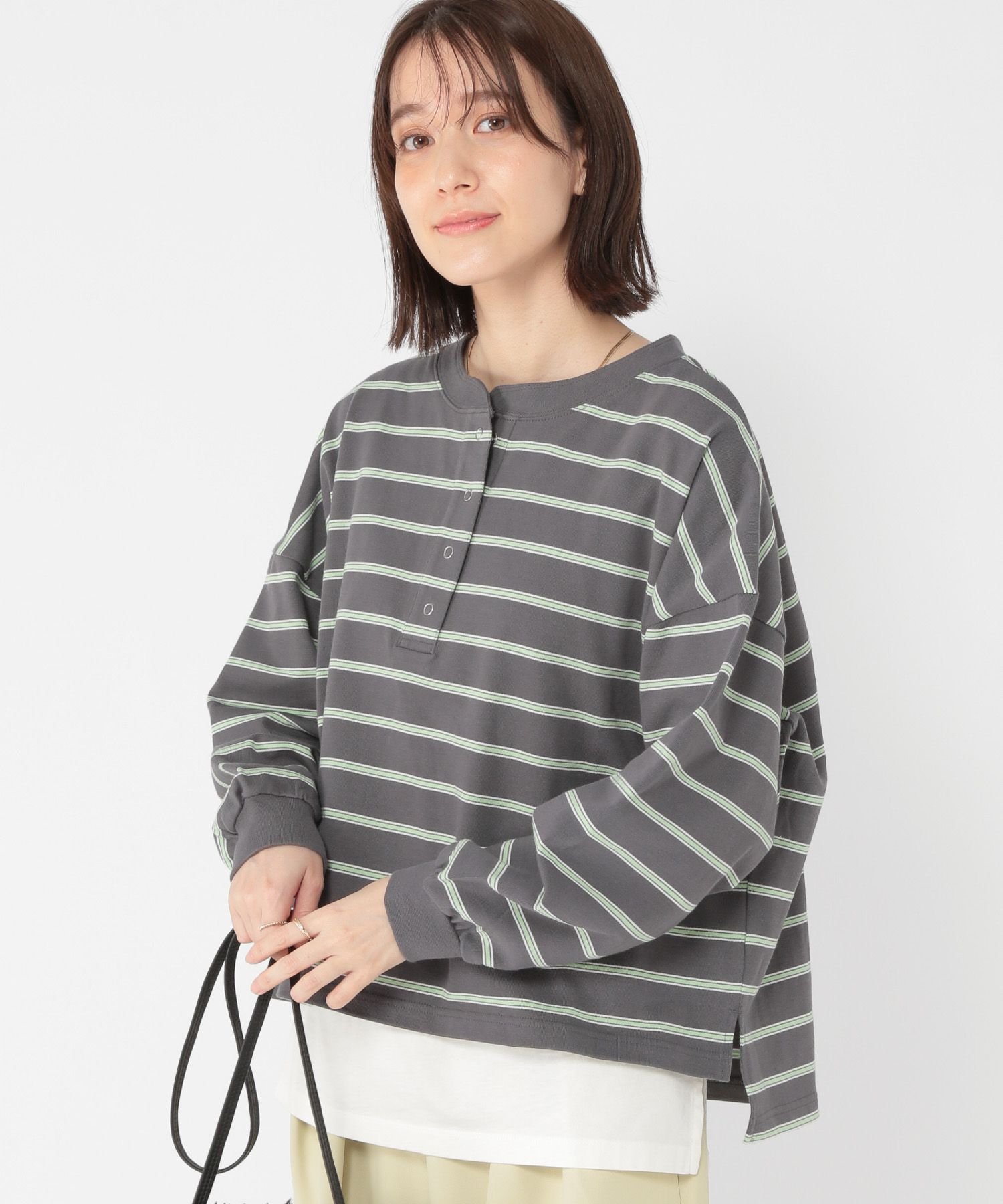 studio CLIP＊ヘンリーネックマルチボーダープルオーバー SALE／70%OFF】studio CLIP 【ONKUL掲載商品】ヘンリーネック