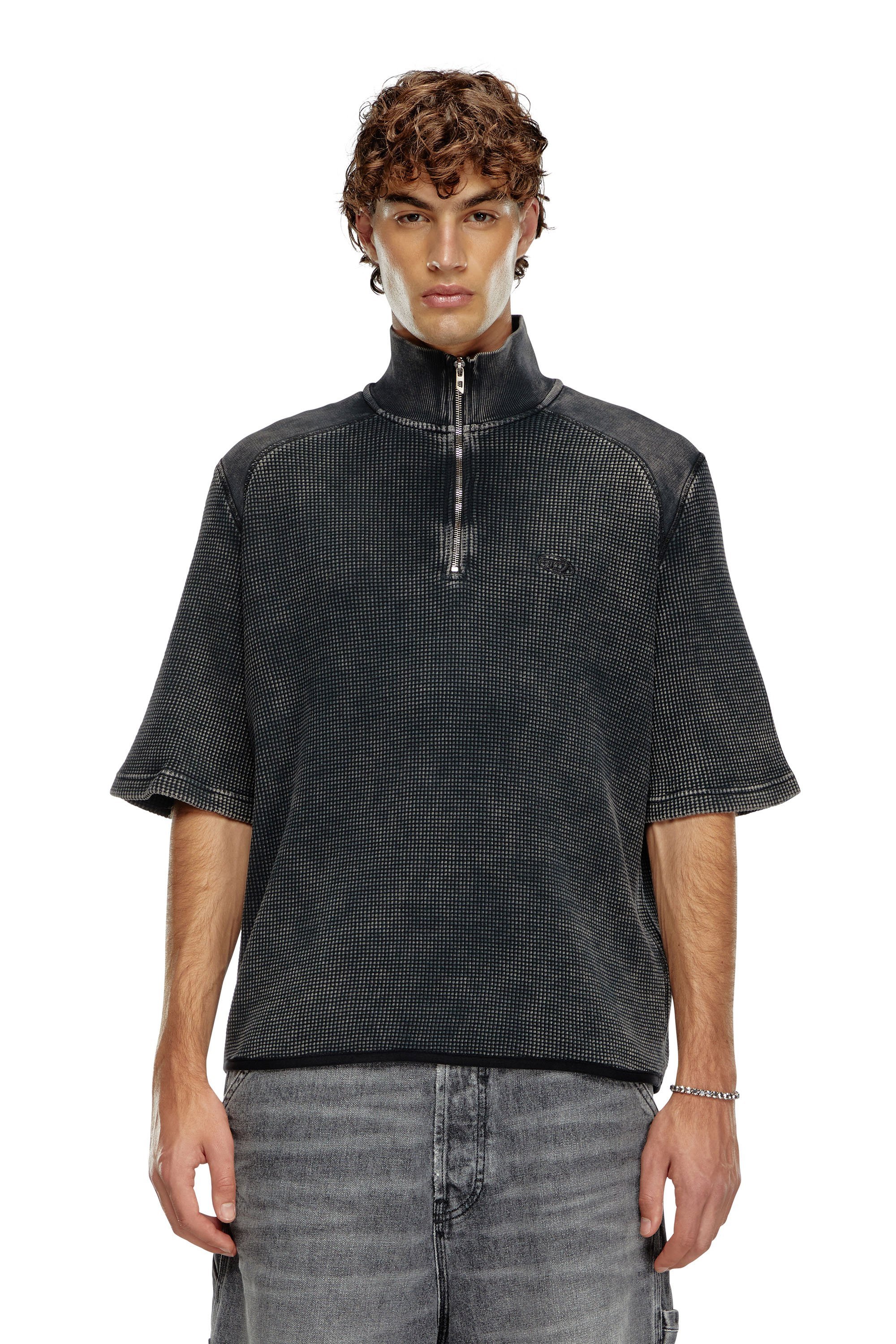 DIESEL s-olock-band シェニール ジップアップスウェット S-OLOCK-BAND Faded velvet track jacket｜ブラック｜メンズ｜DIESEL