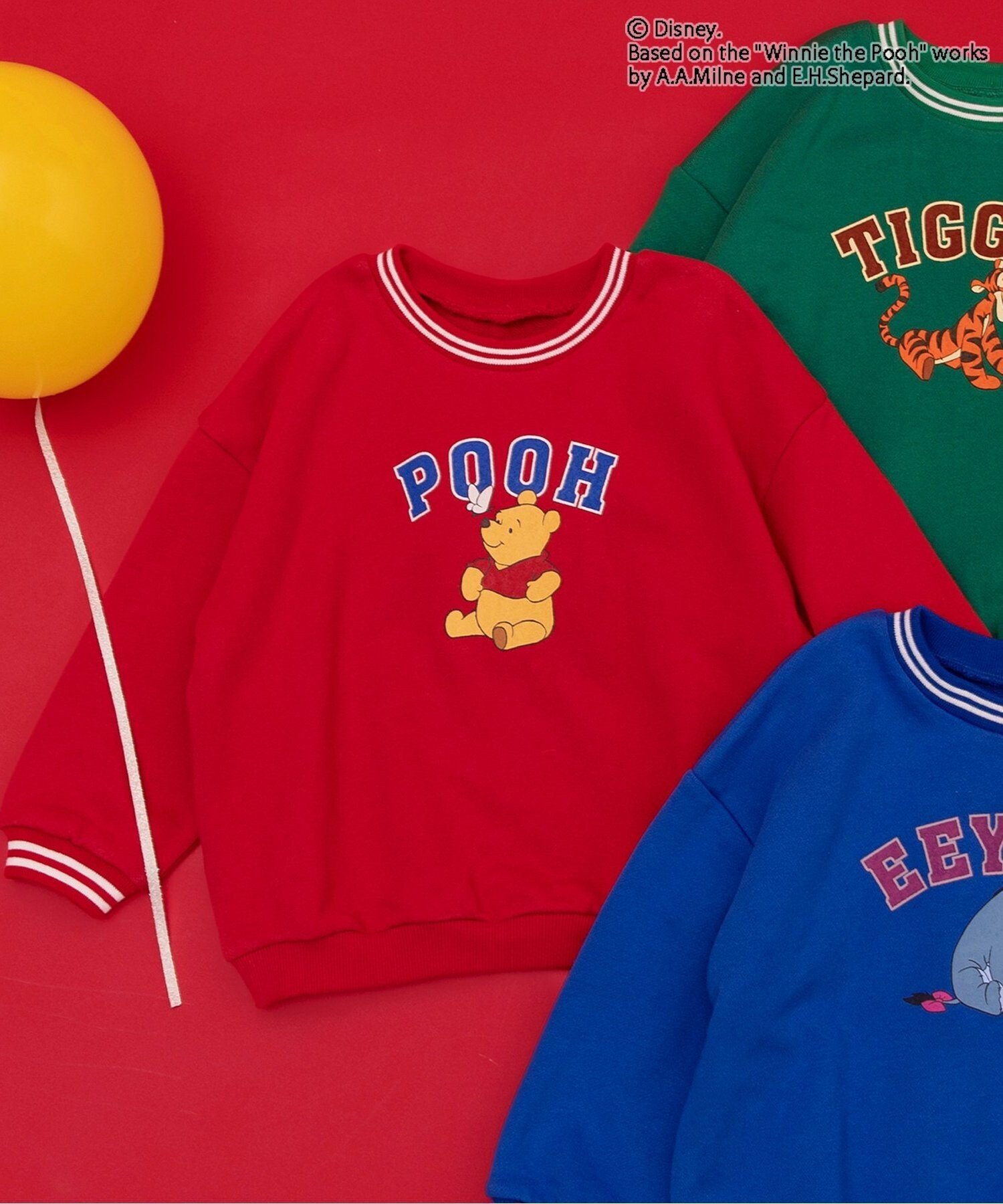 【SALE／53%OFF】BREEZE 【WEB限定/リンク】ディズニーキャラクター くまのプーさん/トレーナー エフオーオンラインストア トップス スウェット・トレーナー ブルー グリーン レッド画像