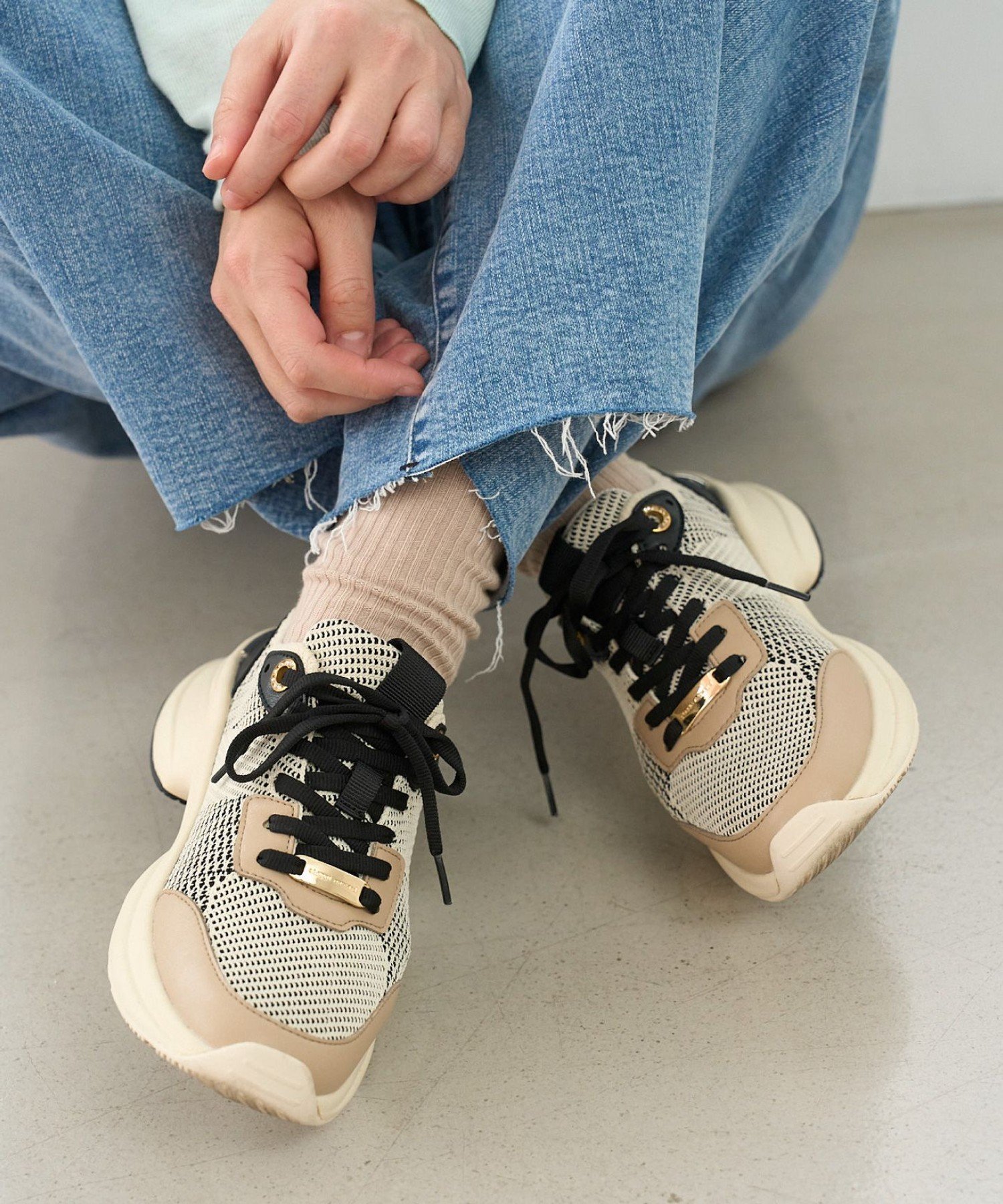 steppi 【VERY掲載 / 撥水 / 洗える】ボリュームソール スニーカー ステッピ シューズ・靴 スニーカー ブラック ホワイト ベージュ【送料無料】画像