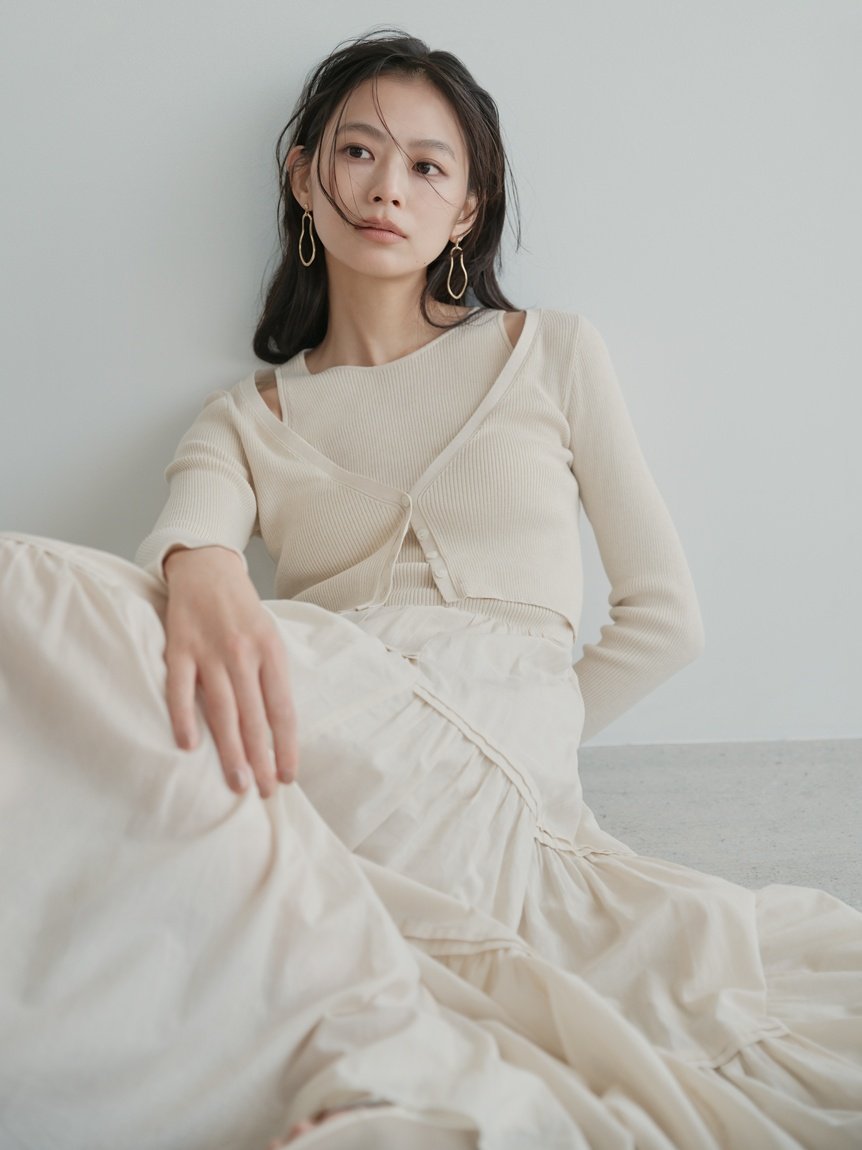 【SALE／50%OFF】FRAY I.D リブニットコンビティアードワンピース フレイ アイディー ワンピース・ドレス ワンピース ピンク【送料無料】