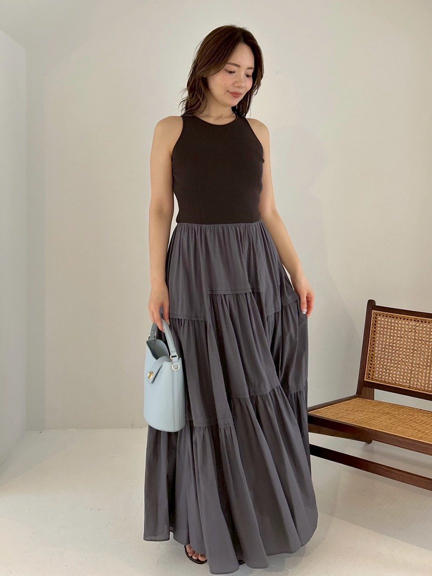 【SALE／50%OFF】FRAY I.D リブニットコンビティアードワンピース フレイ アイディー ワンピース・ドレス ワンピース ピンク【送料無料】