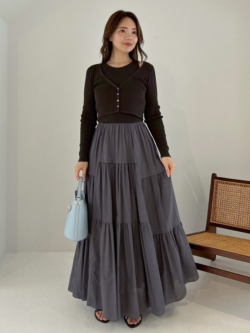 【SALE／50%OFF】FRAY I.D リブニットコンビティアードワンピース フレイ アイディー ワンピース・ドレス ワンピース ピンク【送料無料】