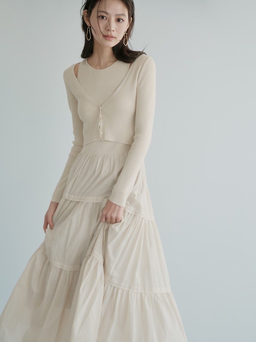 【SALE／50%OFF】FRAY I.D リブニットコンビティアードワンピース フレイ アイディー ワンピース・ドレス ワンピース ピンク【送料無料】