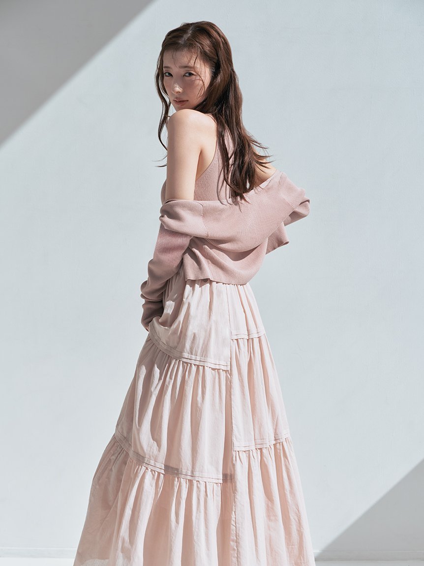 【SALE／50%OFF】FRAY I.D リブニットコンビティアードワンピース フレイ アイディー ワンピース・ドレス ワンピース ピンク【送料無料】