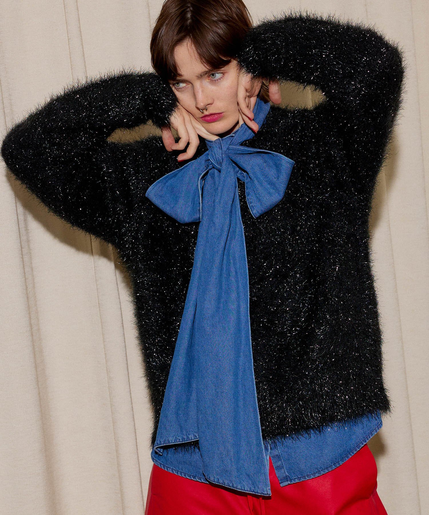 MAISON SPECIAL 2WAYデニムボウタイブラウス メゾンスペシャル 