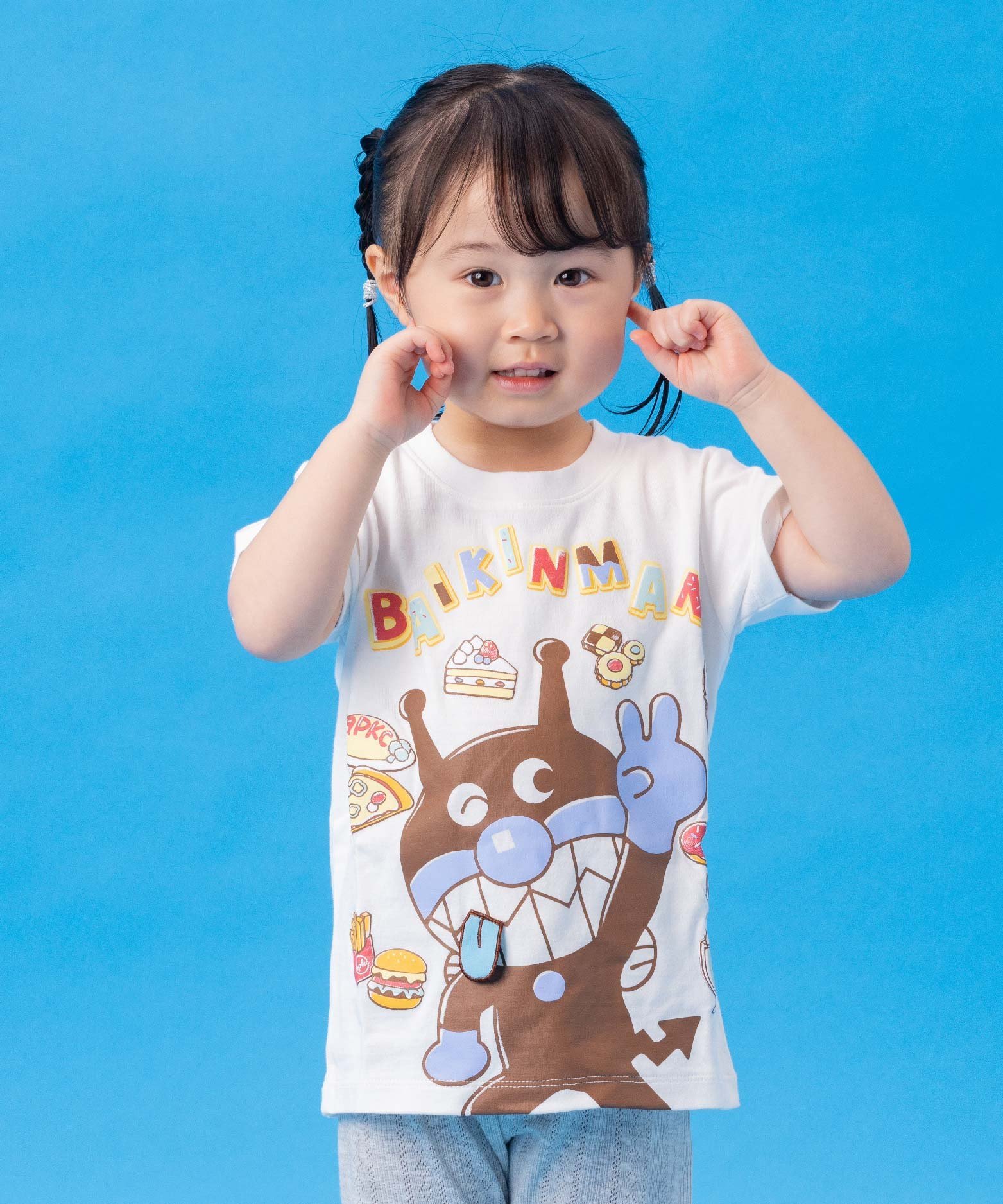 アンパンマン　背中バイキンマン　半袖　Tシャツ　トップス 袖赤 #547 アンパンマン背中バイキンマン半袖Tシャツトップス 袖赤 #547