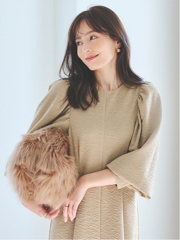 SALE／40%OFF】anuans フクレジャガードボリュームスリーブワンピース 