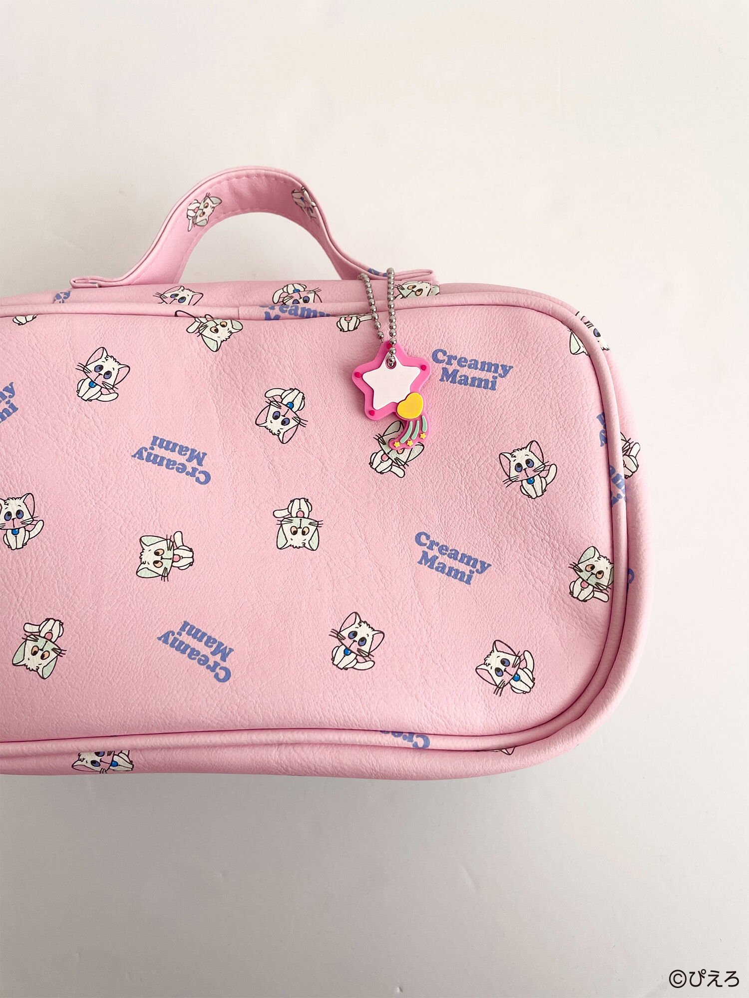 【SALE／30%OFF】ehka sopo 【魔法の天使クリィミーマミ】総柄ポーチ エヘカソポ バッグ ハンドバッグ ベージュ ピンク グリーン画像