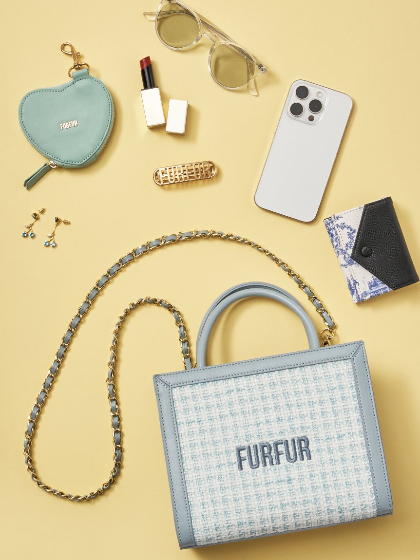 FURFURツイードロゴバッグ パープル オフィシャルサイト限定カラー】ツイードロゴトートバッグ