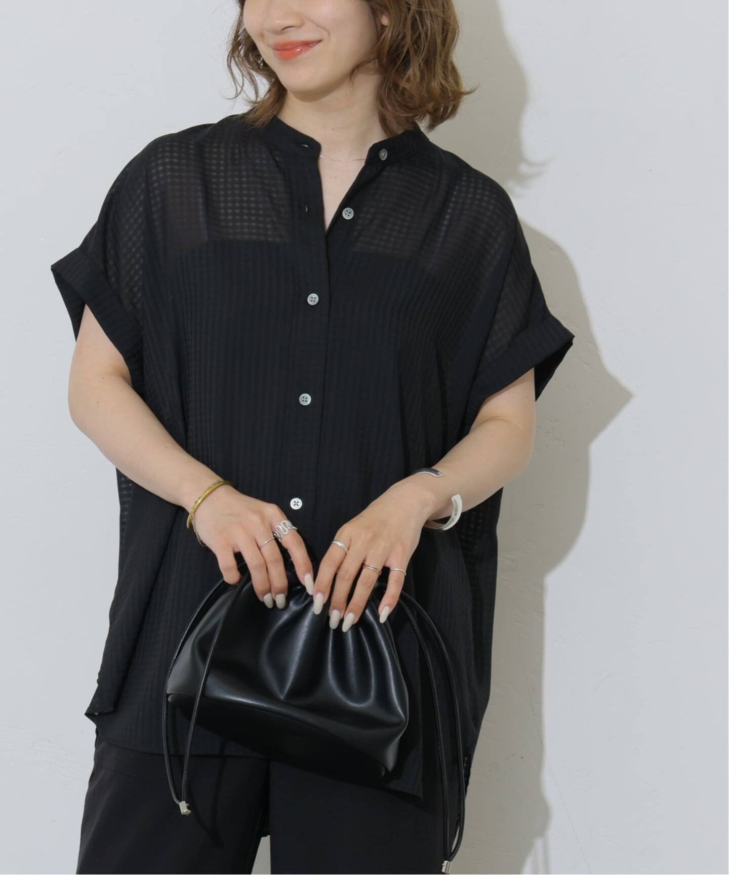 SALE／50%OFF】Mila Owen ウール混スタンドカラーリバーケープコート