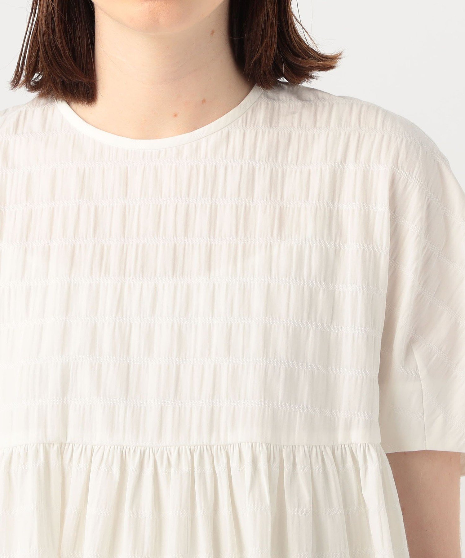SALE／40%OFF】Ballsey ボーダーサッカー ペプラムブラウス