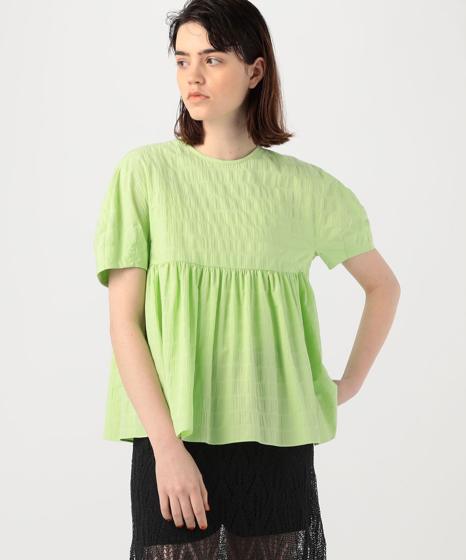 SALE／40%OFF】Ballsey ボーダーサッカー ペプラムブラウス