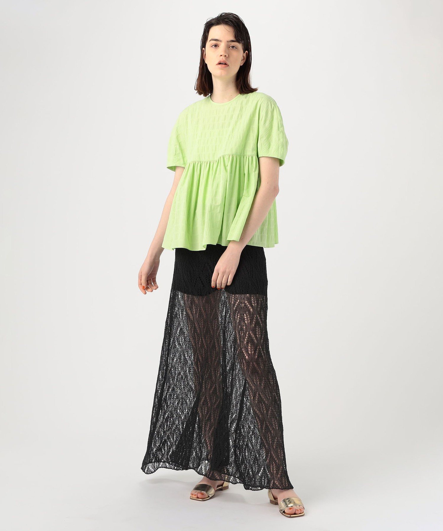 トゥモローランド　Ballsey　ボーダーサッカー　ペプラムブラウス　ホワイト 美品♡ ボーダーサッカー ペプラムブラウス Ballsey