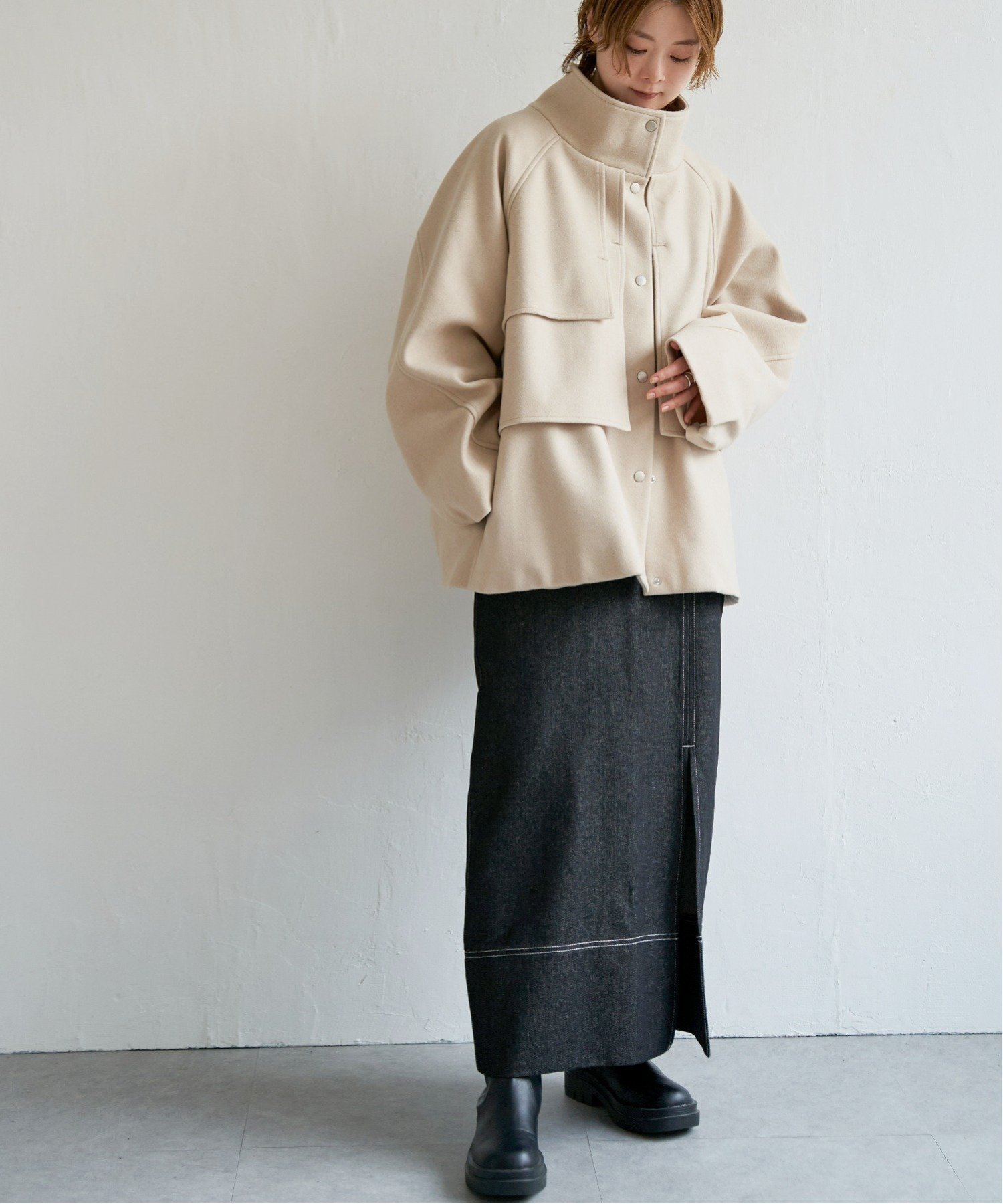 SALE／20%OFF】notch. アシメフラップショートコート ノッチ 