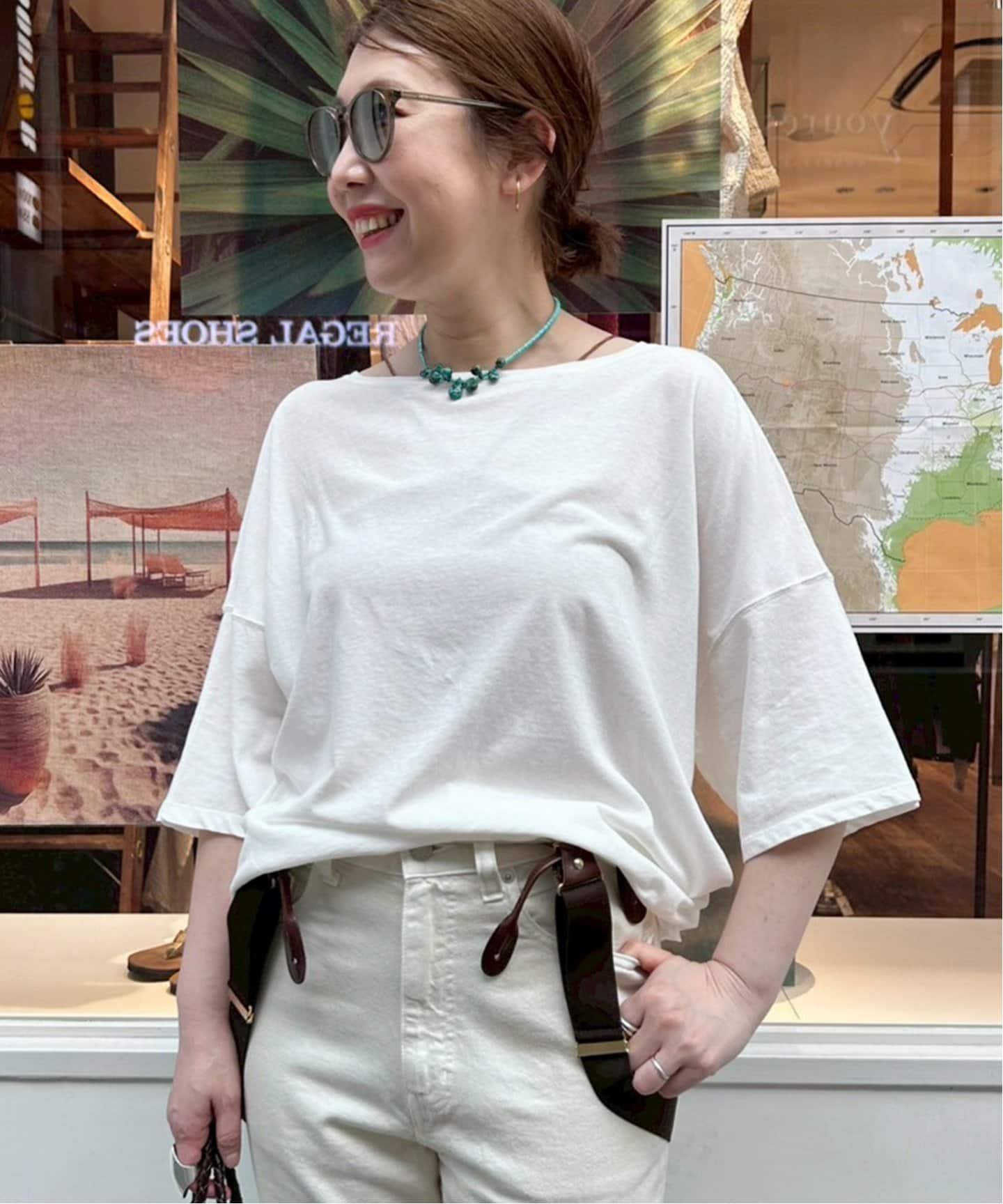 新品　FRAMeWORK フレームワーク ミニ裏毛ハーフスリーブラウンドTee ミニ裏毛ハーフスリーブラウンドTee（Tシャツ／カットソー
