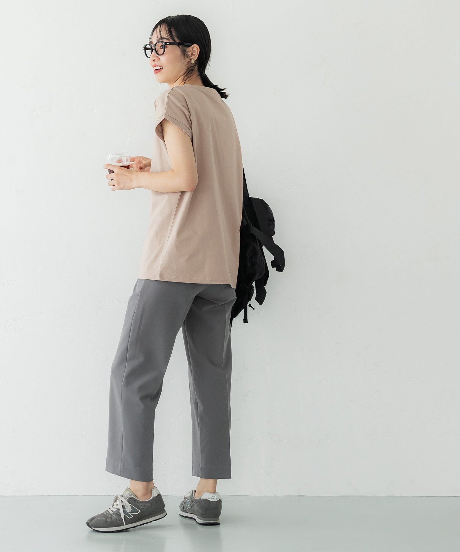 coca 【西山茉希様着用】COTTON from the U.S.フレンチスリーブTシャツ コカ トップス カットソー・Tシャツ ブラウン グレー ブラック ホワイト