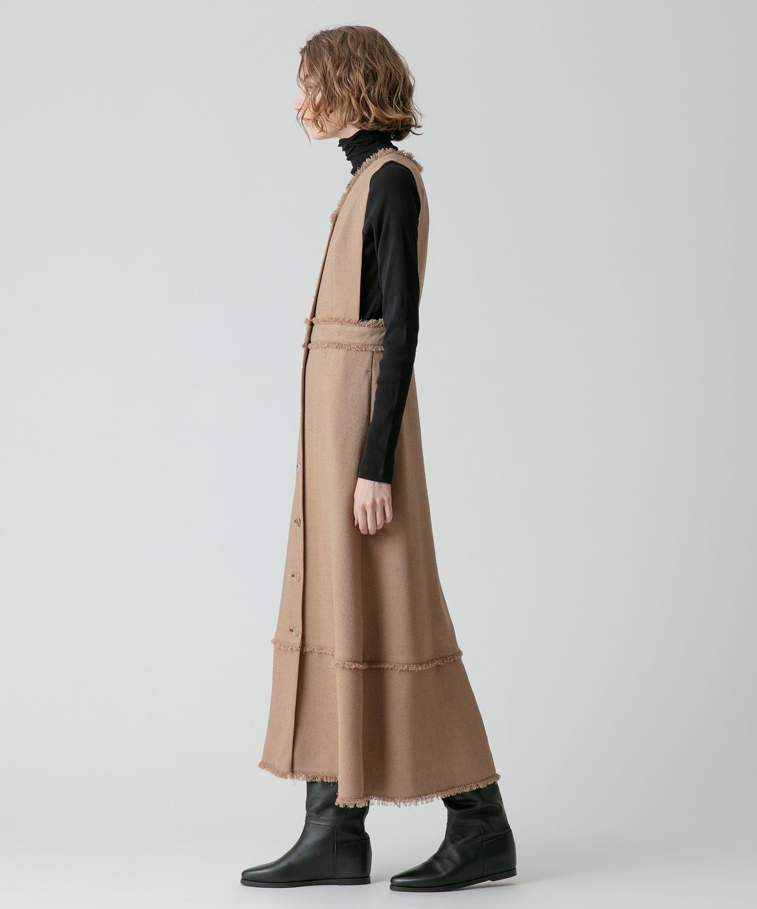 SALE／30%OFF】allureville ノンウールツイードフリンジフレア