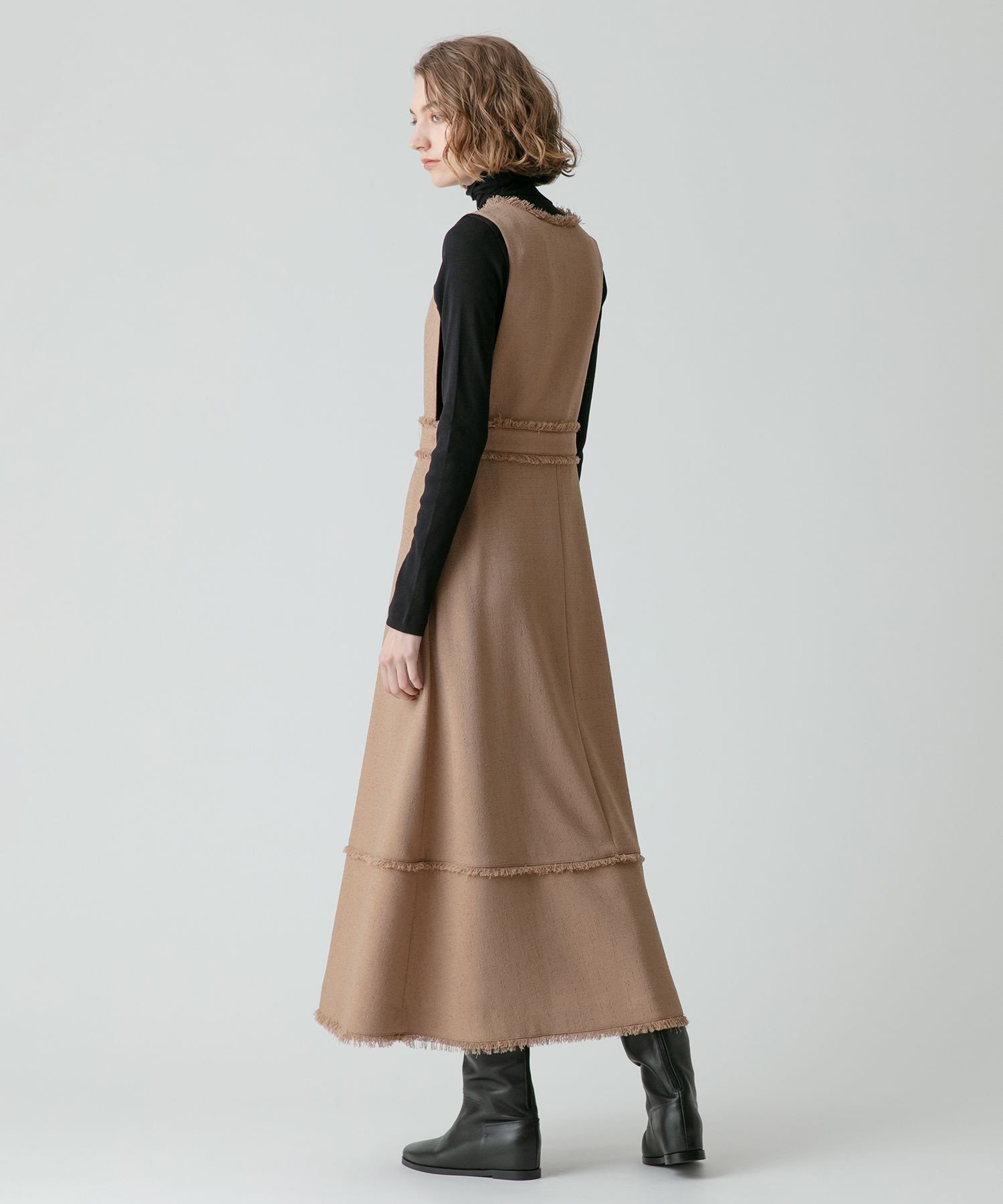 SALE／30%OFF】allureville ノンウールツイードフリンジフレア