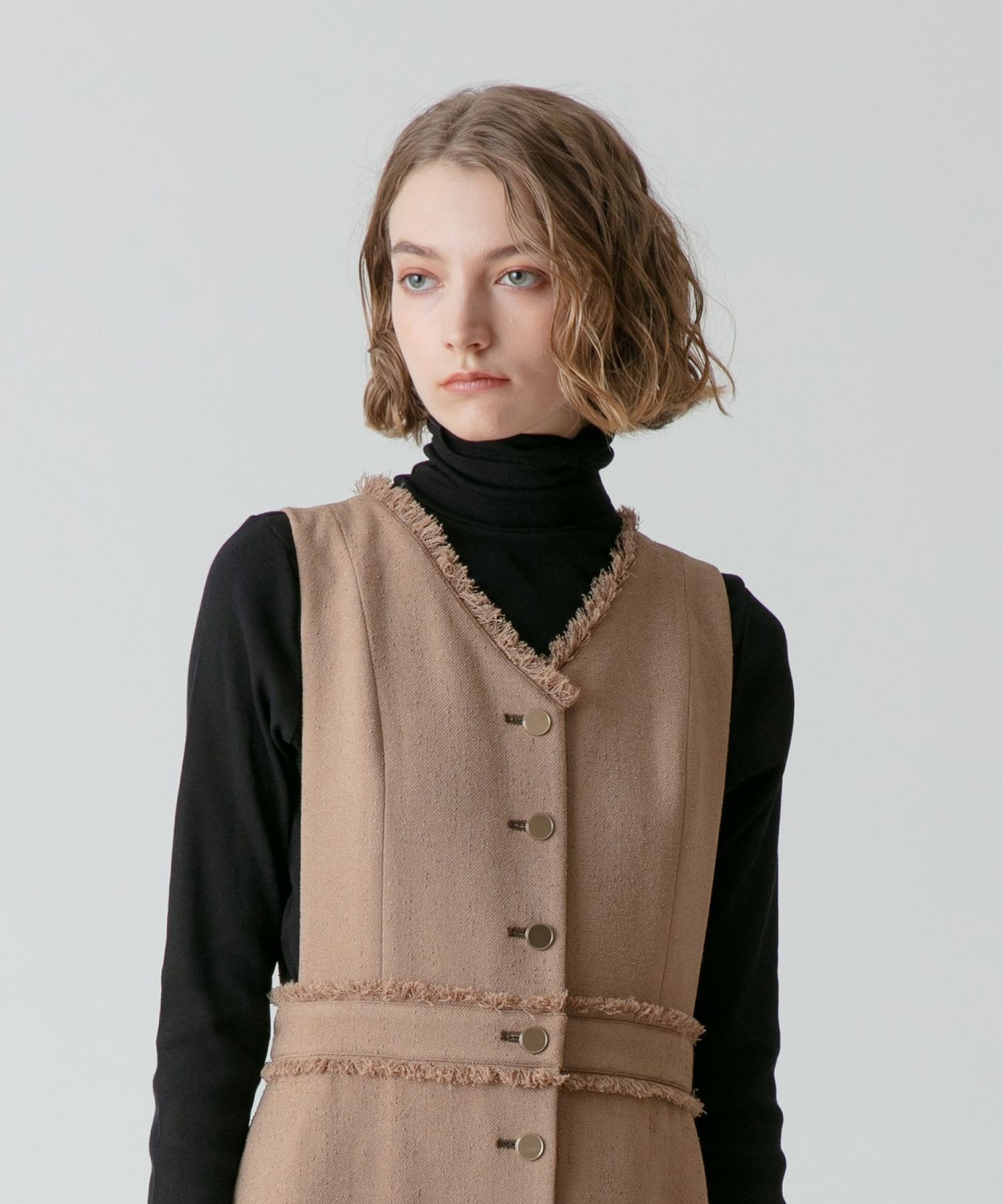 SALE／30%OFF】allureville ノンウールツイードフリンジフレア 