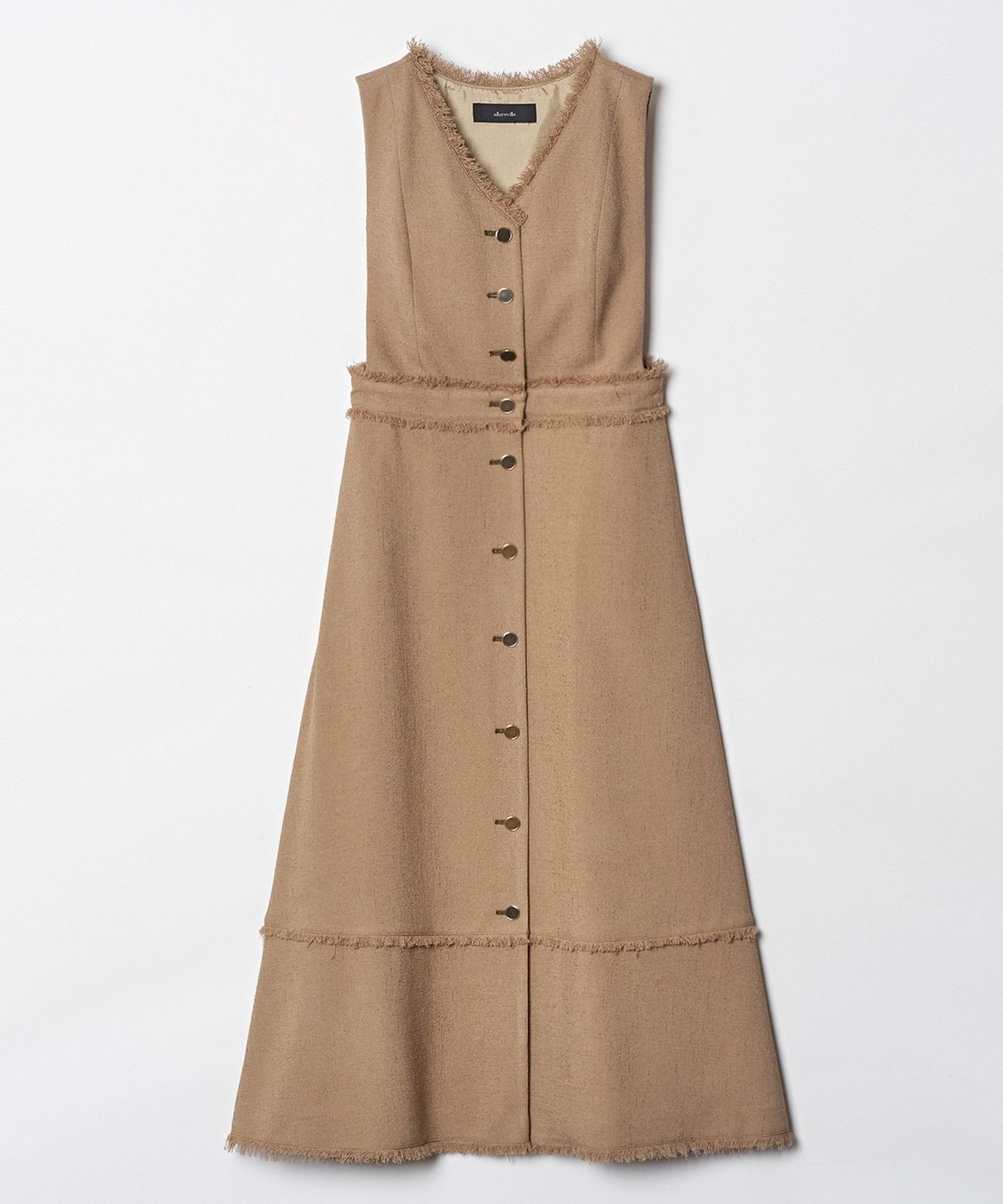 アルアバイル　ノンウールツイードフリンジフレアワンピース　ルルウィルビー allureville（アルアバイル）の「ノンウールツイードフリンジフレア