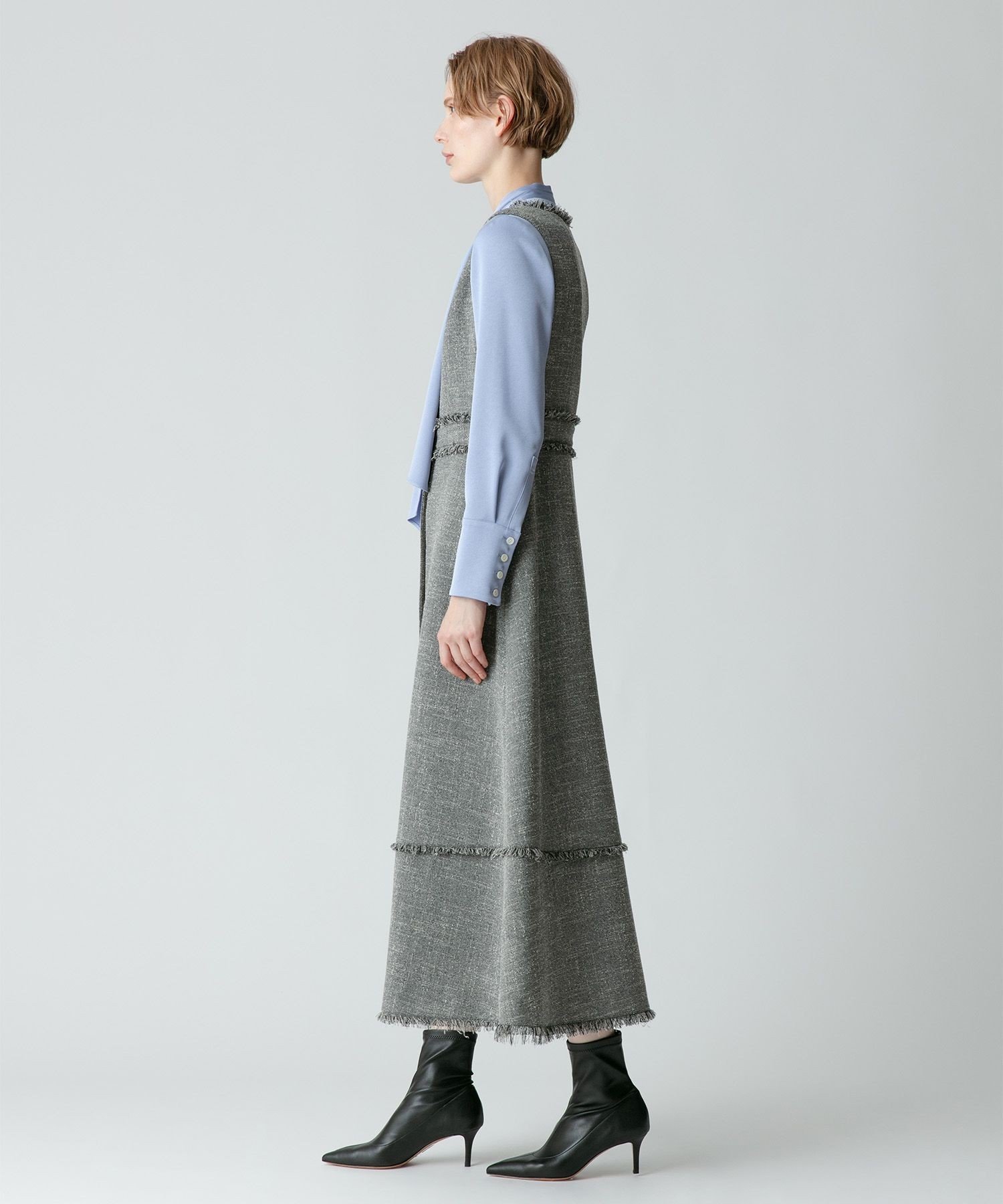 SALE／30%OFF】allureville ノンウールツイードフリンジフレア