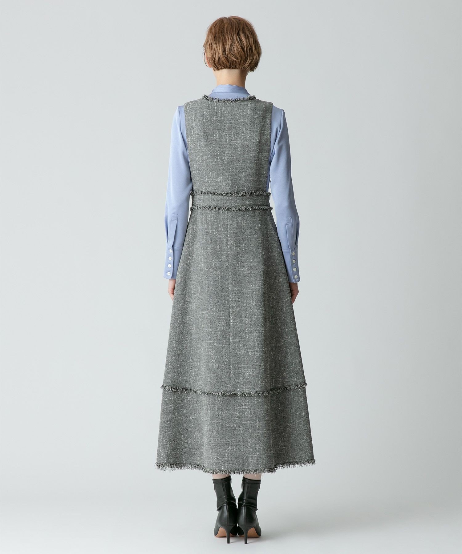 SALE／30%OFF】allureville ノンウールツイードフリンジフレア  