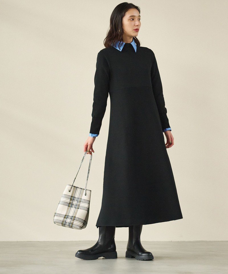 UNITED ARROWS green label relaxing W/FACE フレア ニットワンピース 