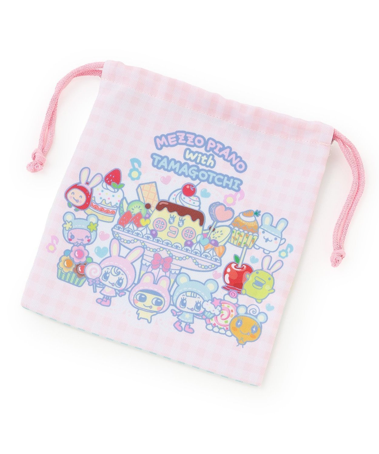 ナルミヤキャラクターズ MEZZO PIANO×TAMAGOTCHI 巾着 ナルミヤオンライン ファッション雑貨 その他のファッション雑貨 ピンク オレンジ パープル グリーン画像