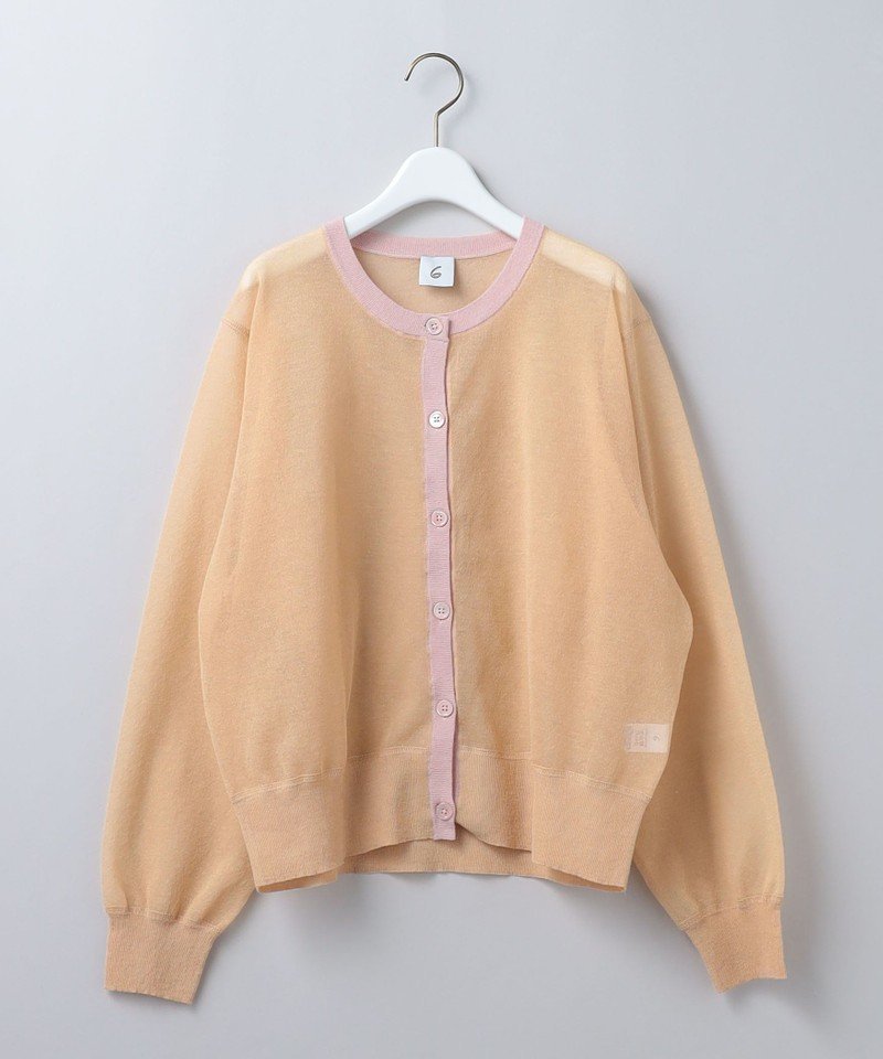 SALE／40%OFF】6(ROKU) ＜6(ROKU)＞SHEER COLOR RIB CARDIGAN