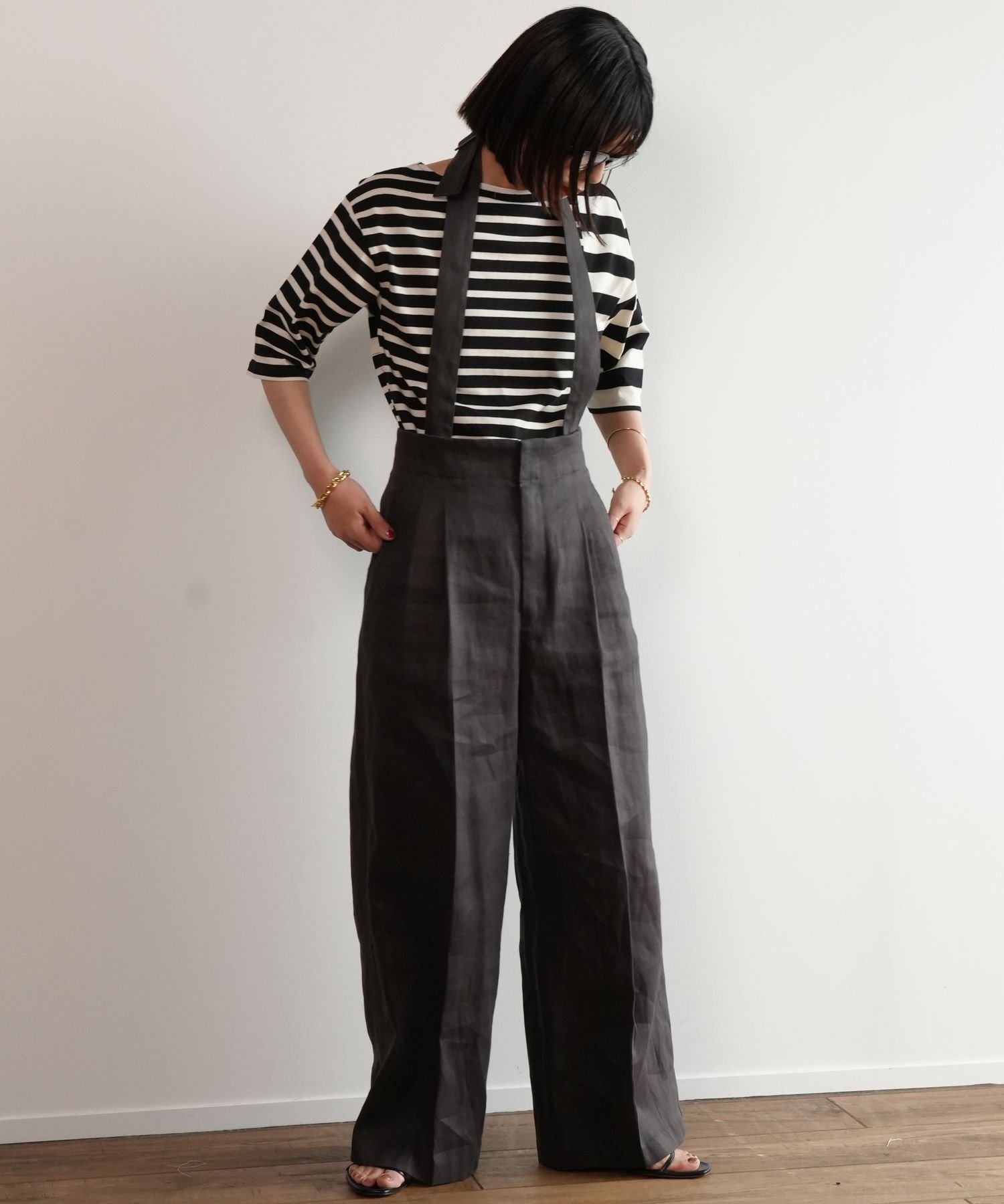 【SALE／50%OFF】BABYLONE オックスホルタータックパンツ バビロン パンツ その他のパンツ グレー【送料無料】画像