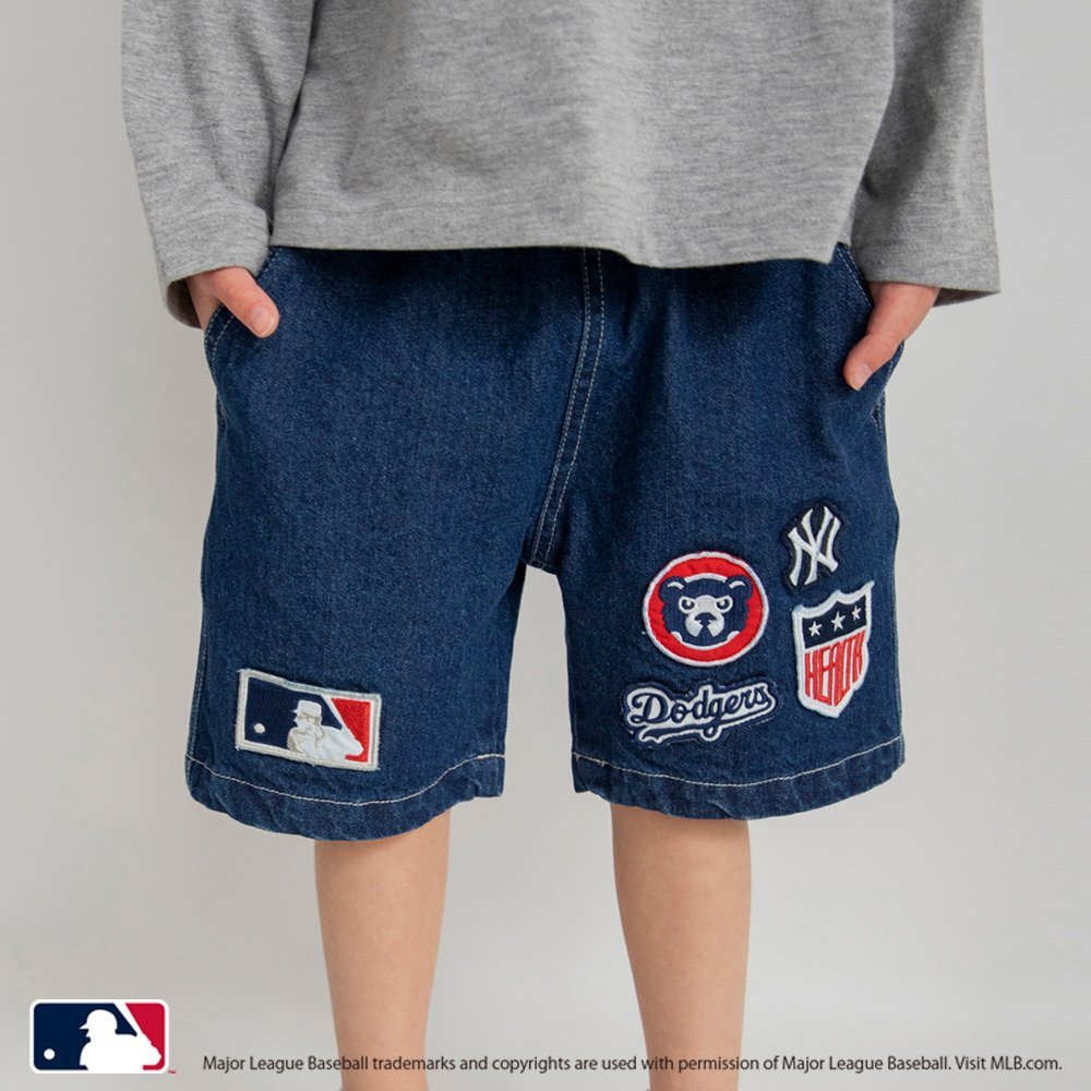 branshes 【MLB/Major League Baseball】ワッペンデニムハーフパンツ ブランシェス パンツ その他のパンツ ブルー【送料無料】画像