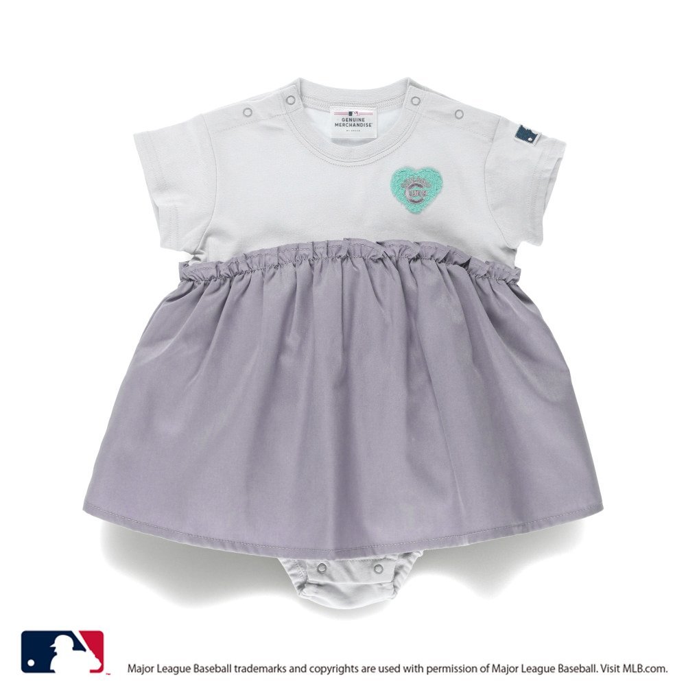 branshes 【MLB/Major League Baseball】ハートサガラ半袖カバーオール ブランシェス マタニティウェア・ベビー用品 ロンパース・カバーオール ブルー ベージュ【送料無料】画像