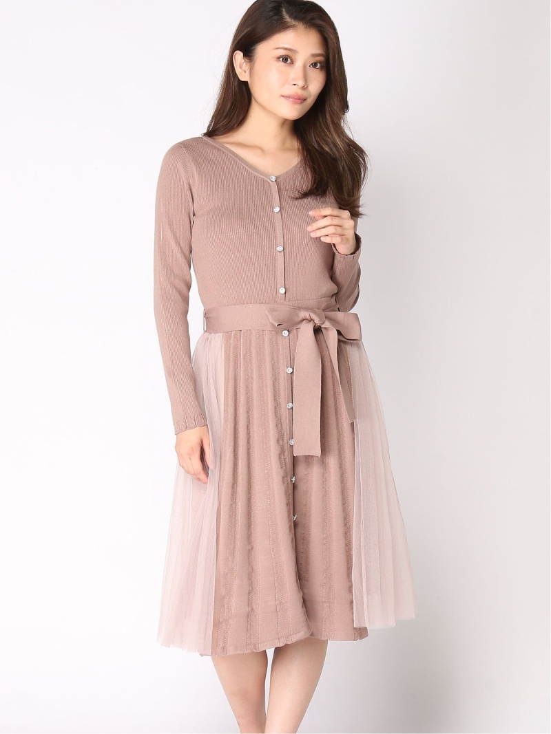 SALE／60%OFF】LAISSE PASSE サイドチュールニットワンピース