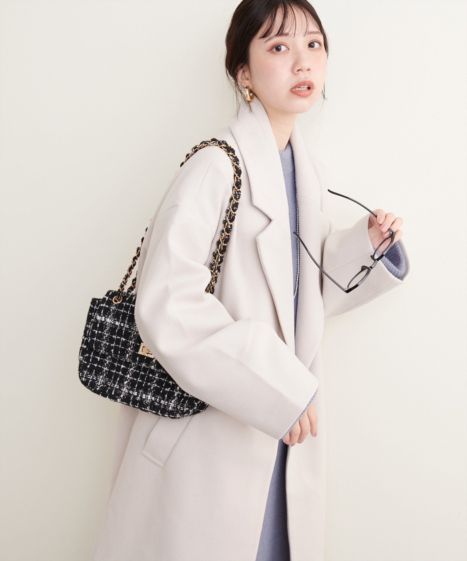 natural couture 【Web限定】ニットモッサ袖タックチェスター