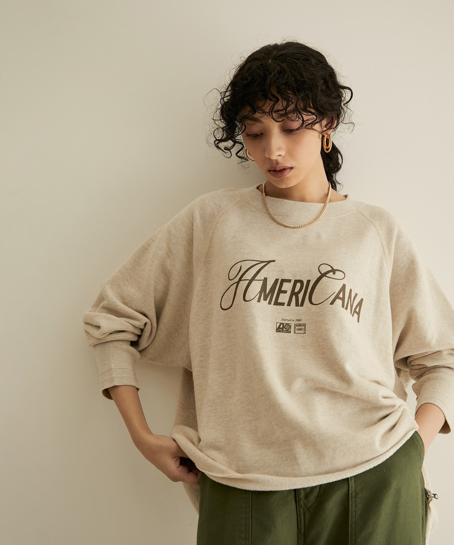 アメリカーナ　アダムエロペ別注　スウェット　グレー　フリーサイズ　サイドジップ Americana for SALON】[ご好評につき追加決定！]別注サイド