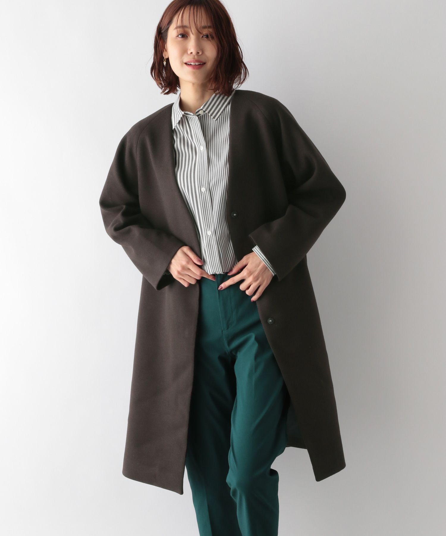 SALE／60%OFF】GLOBAL WORK 軽やかストレッチノーカラーコート