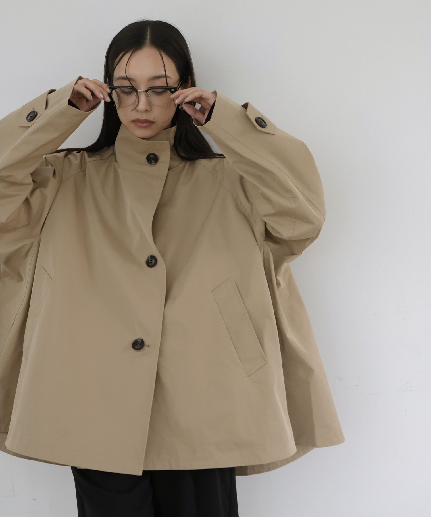 SALE／10%OFF】hellam スタンドカラーケープトレンチコート へラム 