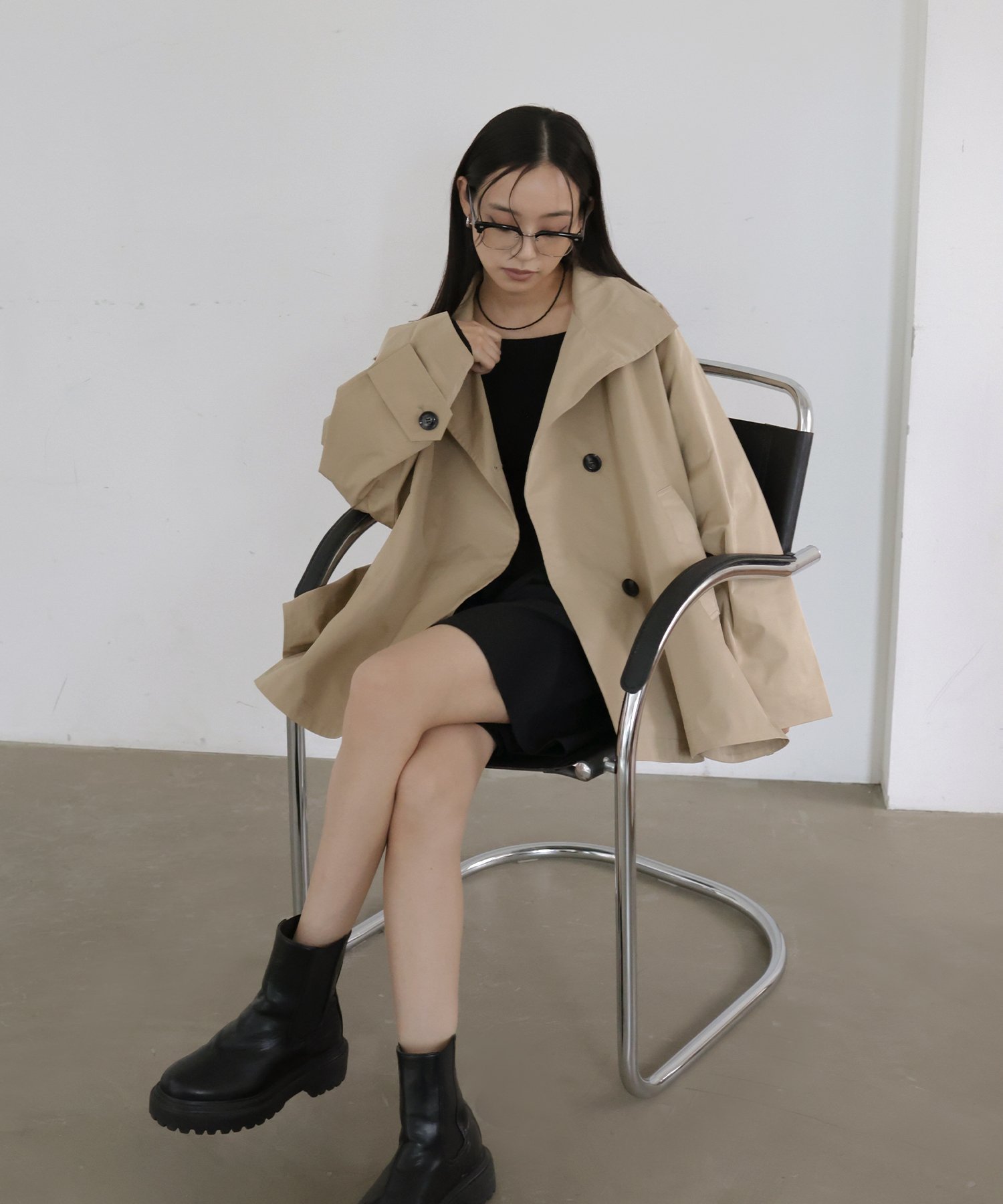 SALE／10%OFF】hellam スタンドカラーケープトレンチコート へラム