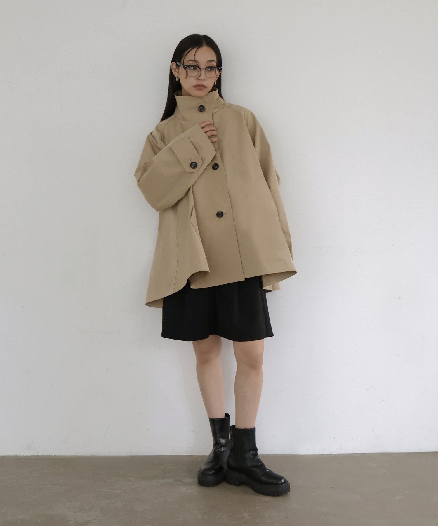 SALE／10%OFF】hellam スタンドカラーケープトレンチコート へラム 