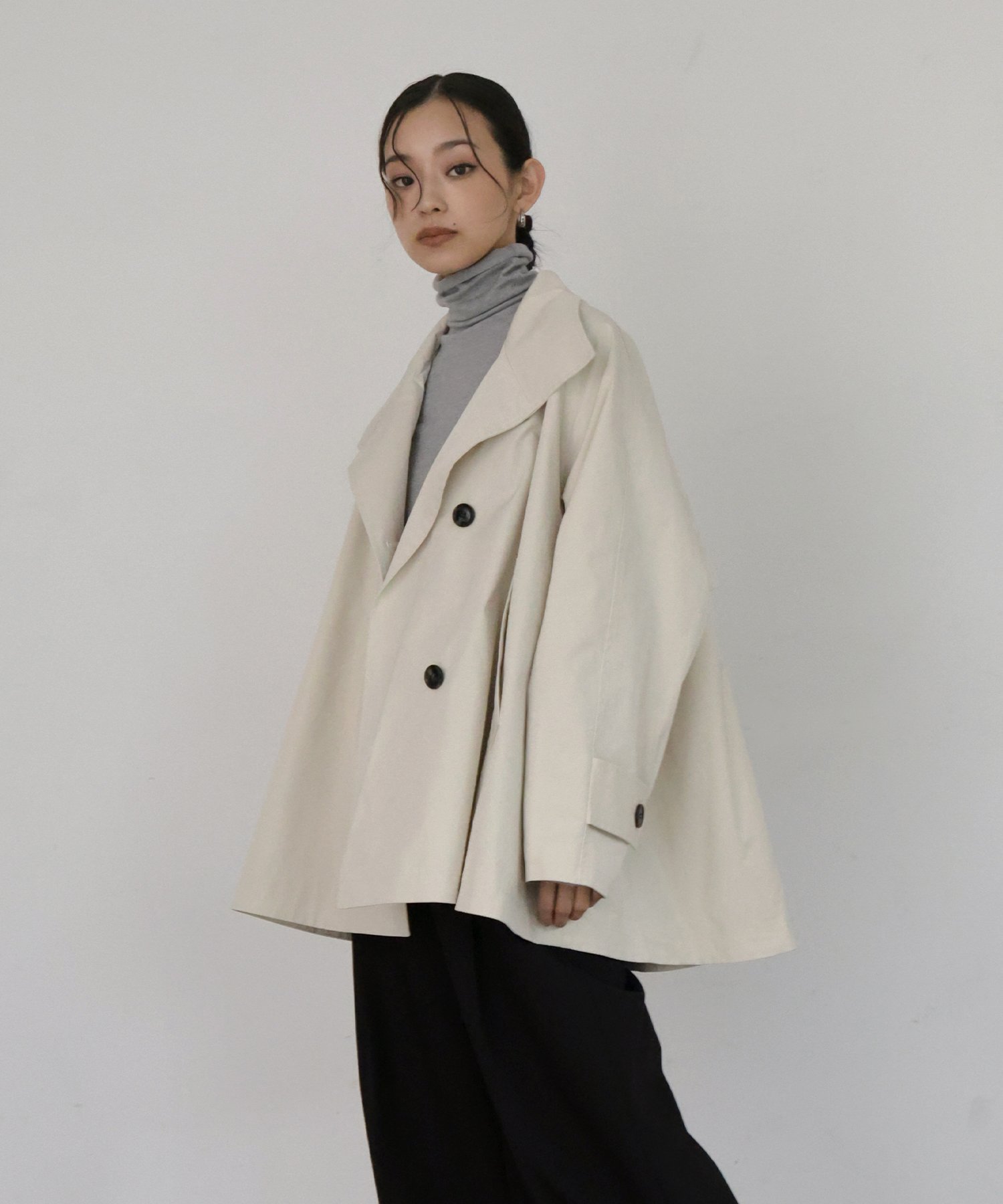 SALE／10%OFF】hellam スタンドカラーケープトレンチコート へラム