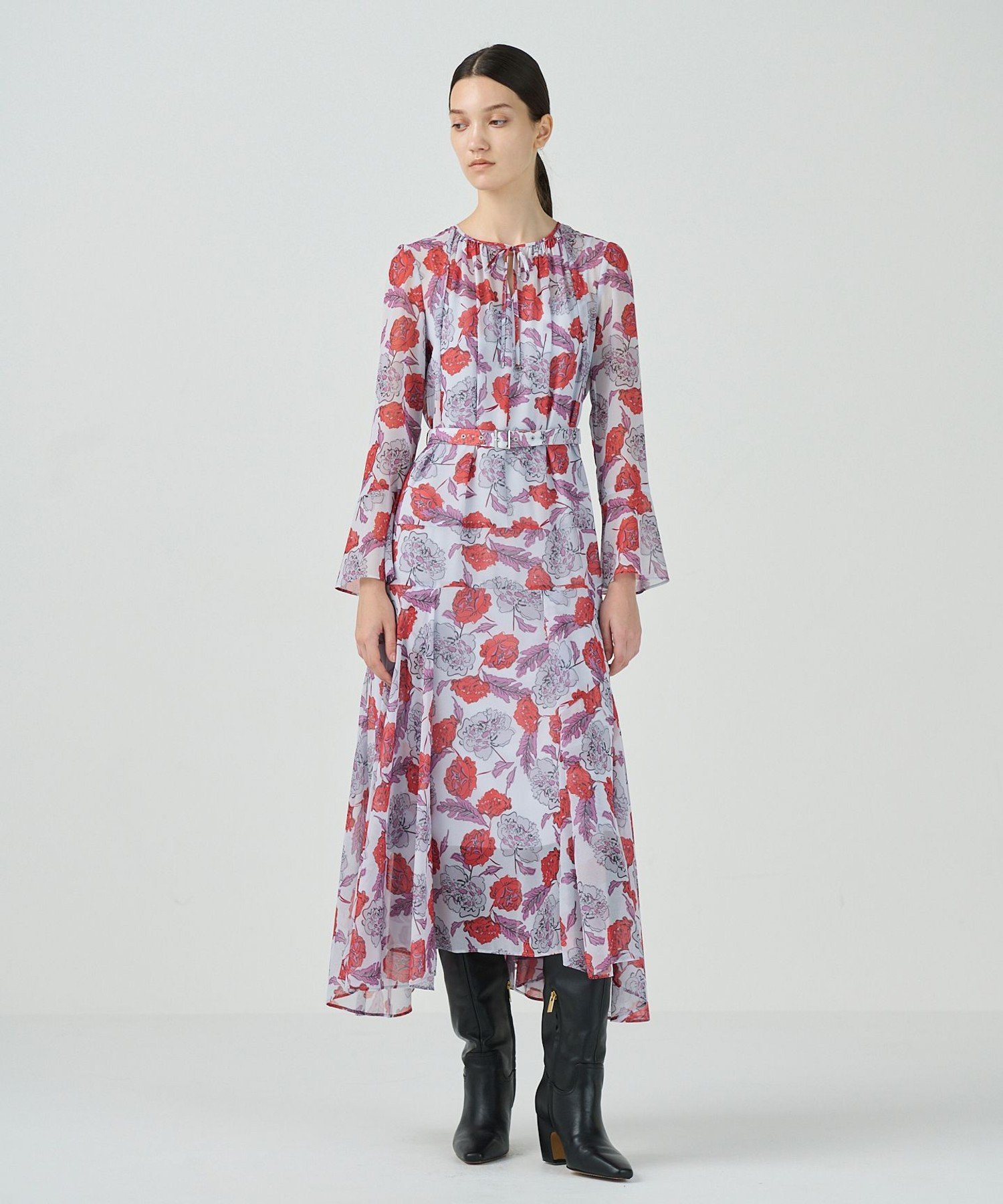 楽天市場】グレーププリントティアードワンピース GRACE