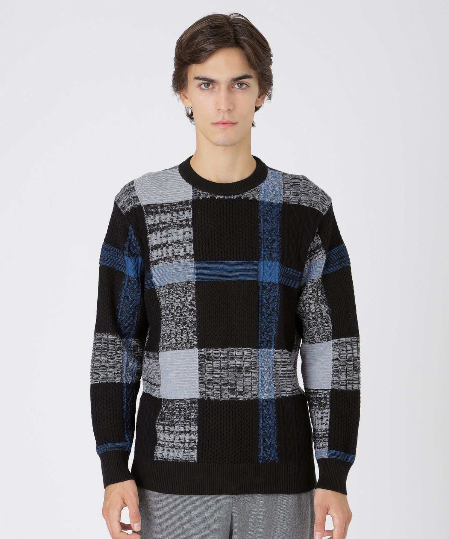 楽天市場】パッチワーククレストブリッジチェックニット BLACK LABEL