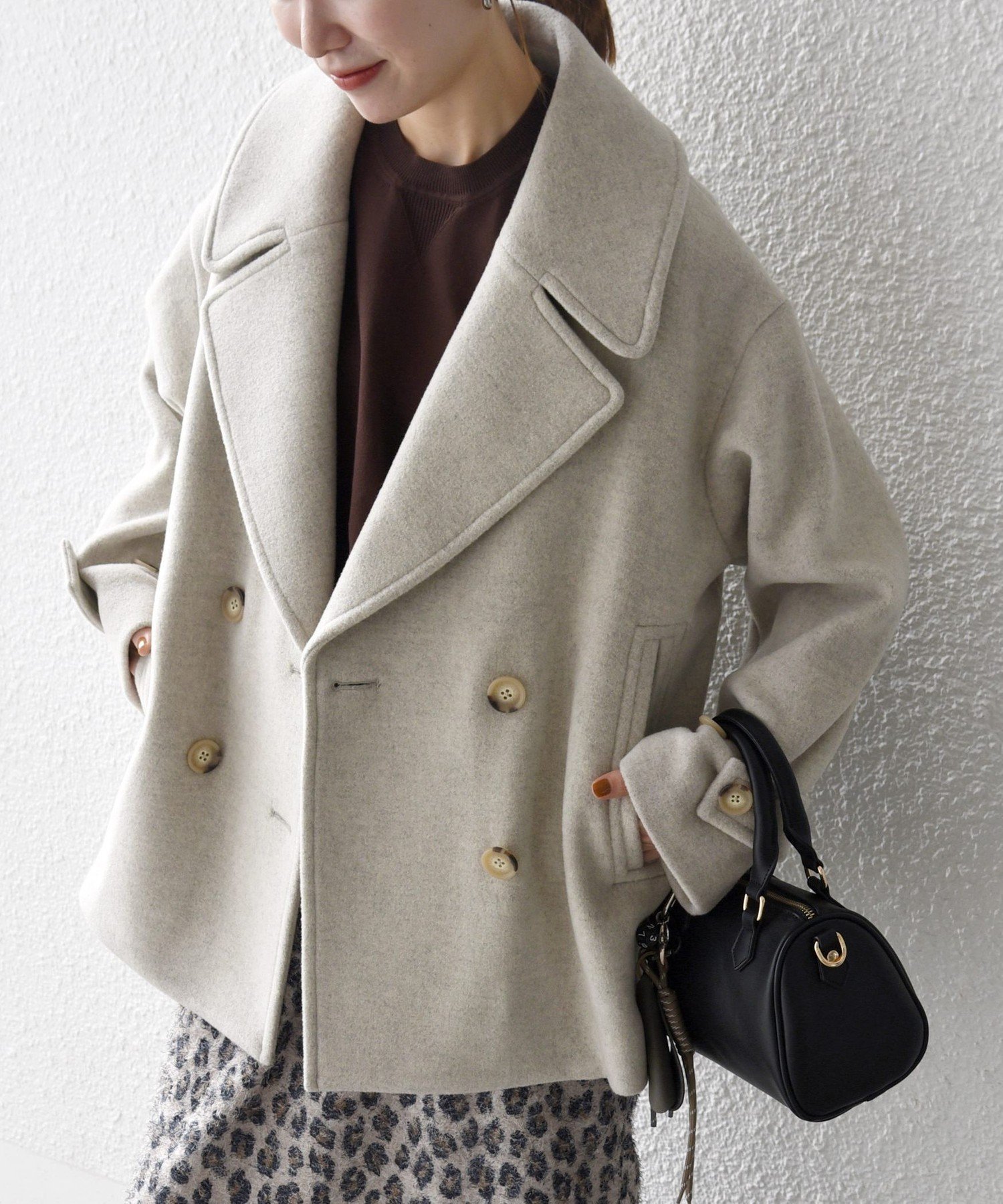 【美品】リリーブラウン　ダブルボタンショートコート　パープル LILY BROWN（リリーブラウン）の「ショート丈コート（その他