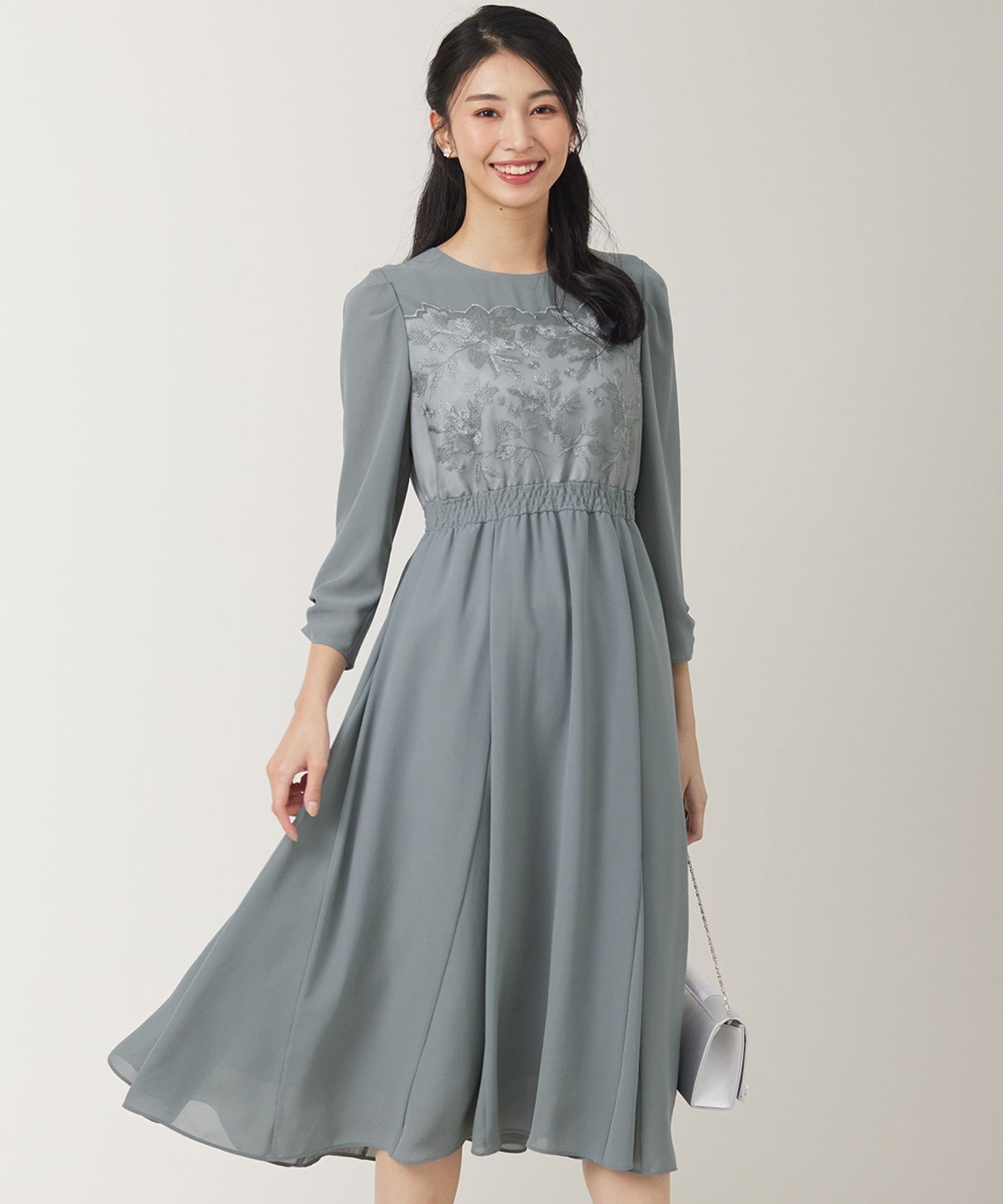 【新品】any SiS Lily Calinレーススリーブタック ドレス　紺 ANY SIS ドレス 「Lily Calin」レーススリーブタック : ZOZOTOWN