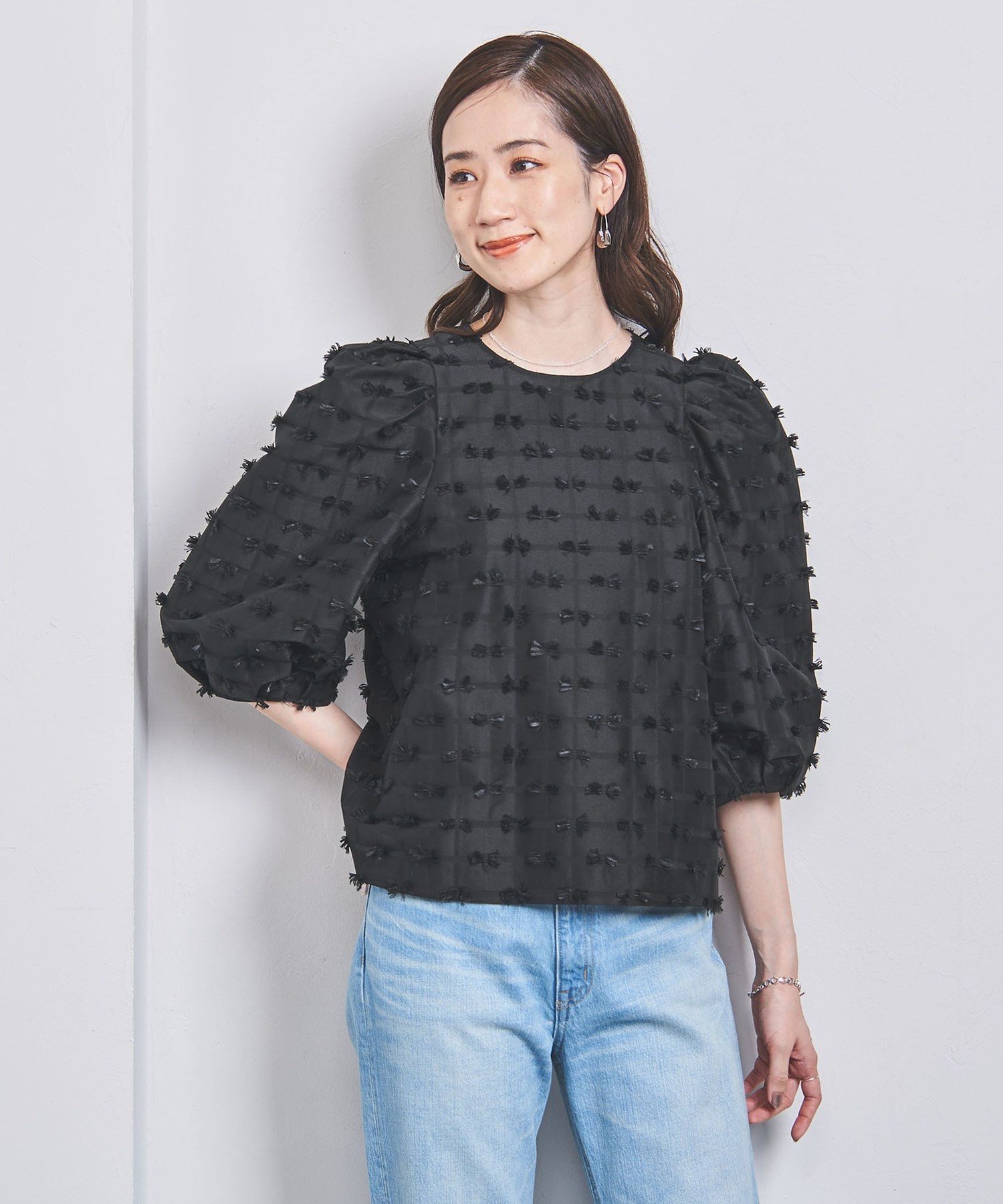 SALE／30%OFF】UNITED ARROWS リボン カットジャカード 8SL ブラウス