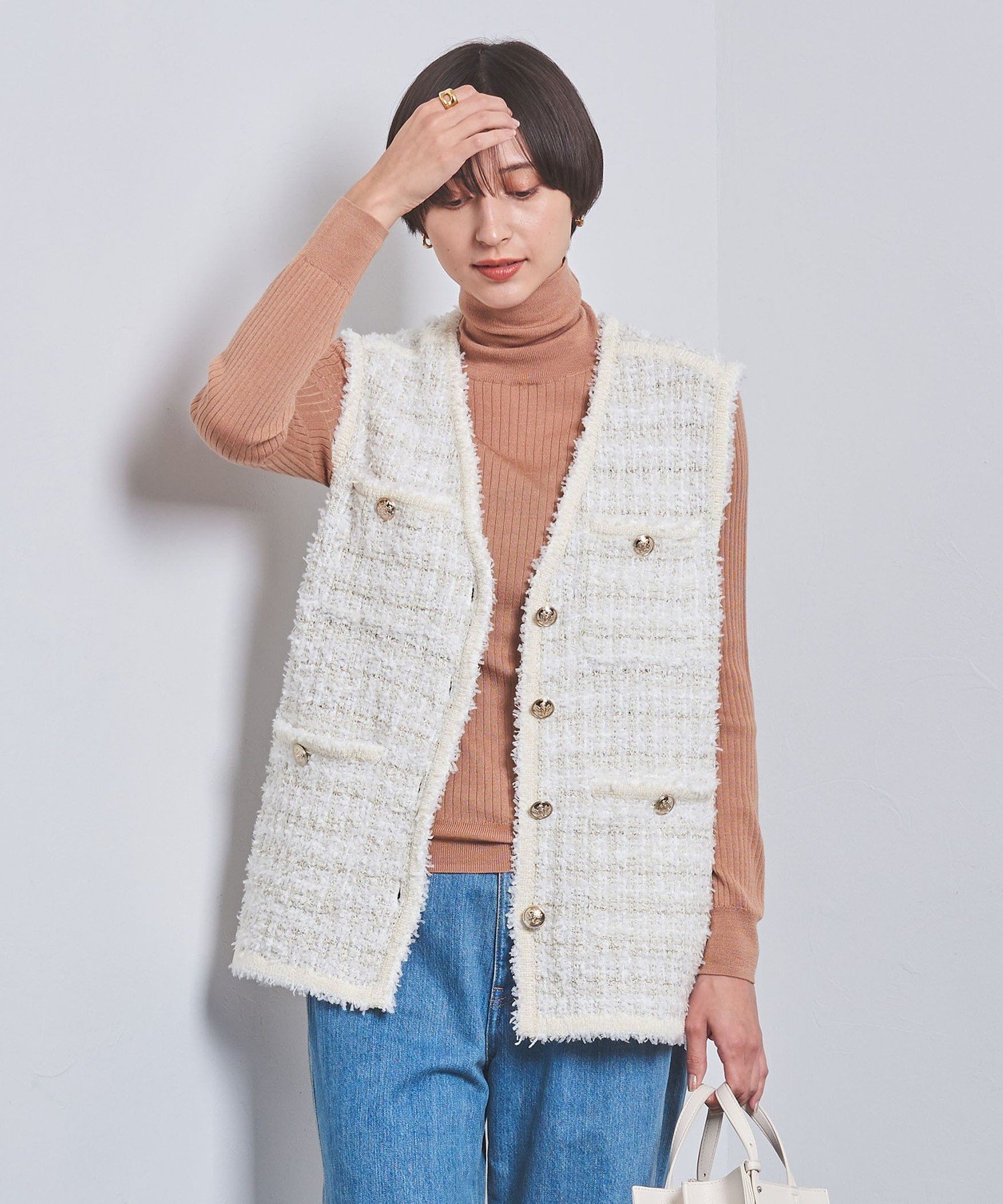 SALE／40%OFF】UNITED ARROWS ツイード モールパイピング ベスト